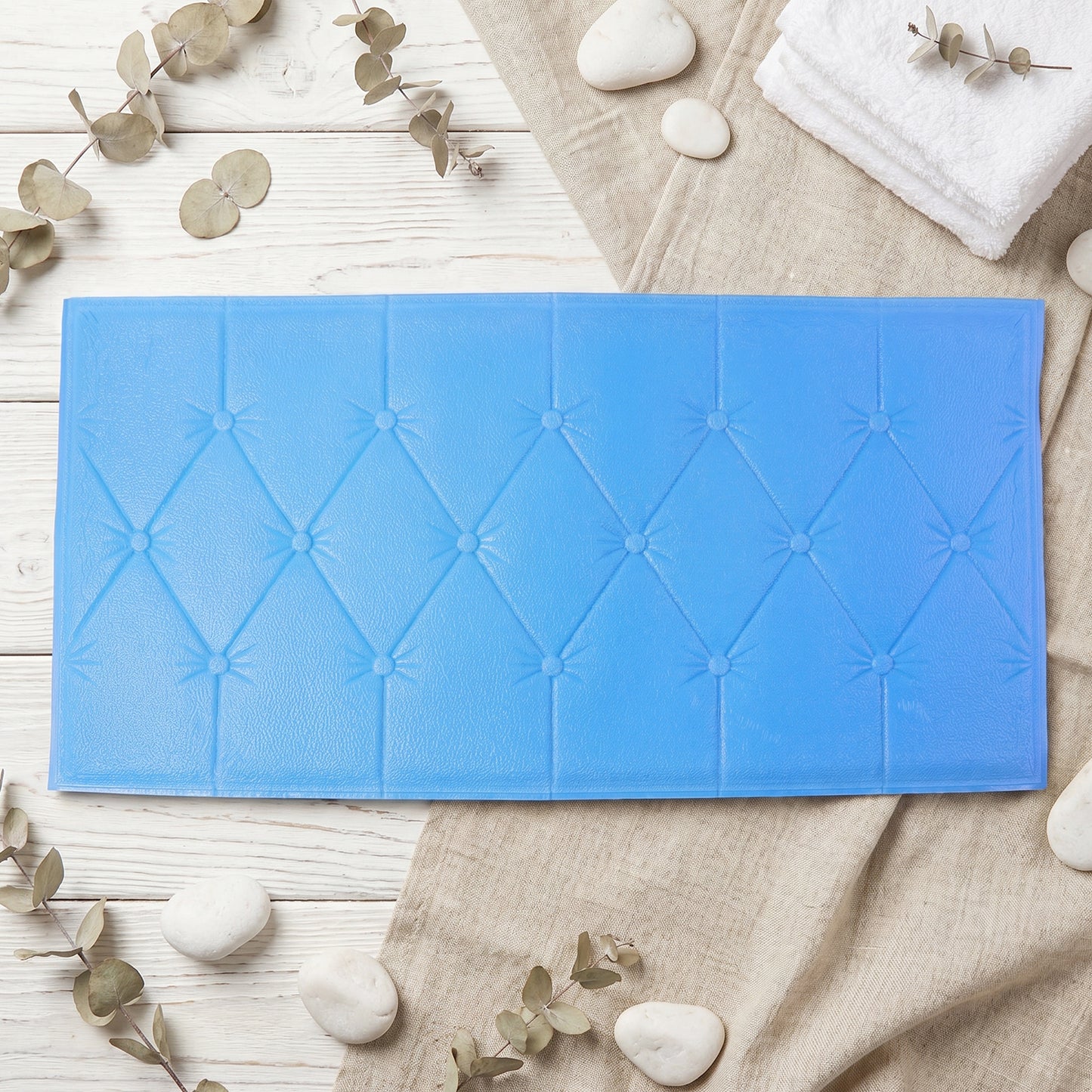 Self Adhesive 3D Foam Wall Panel - 1 Pc Blue 69x35 Cm - Great Price - Image 3