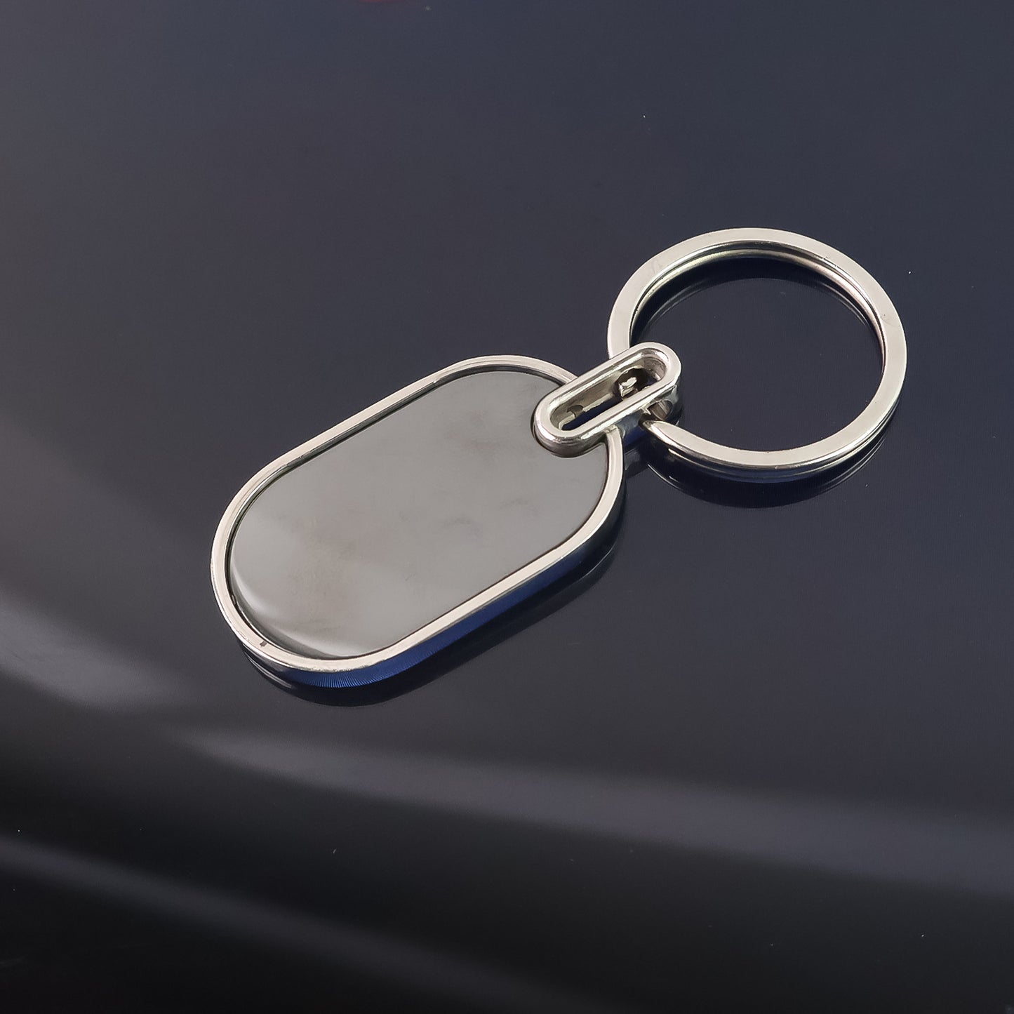 Elegant Black Silver Oval Metal Keychain (1 Pc) - Happy Price - Image 5