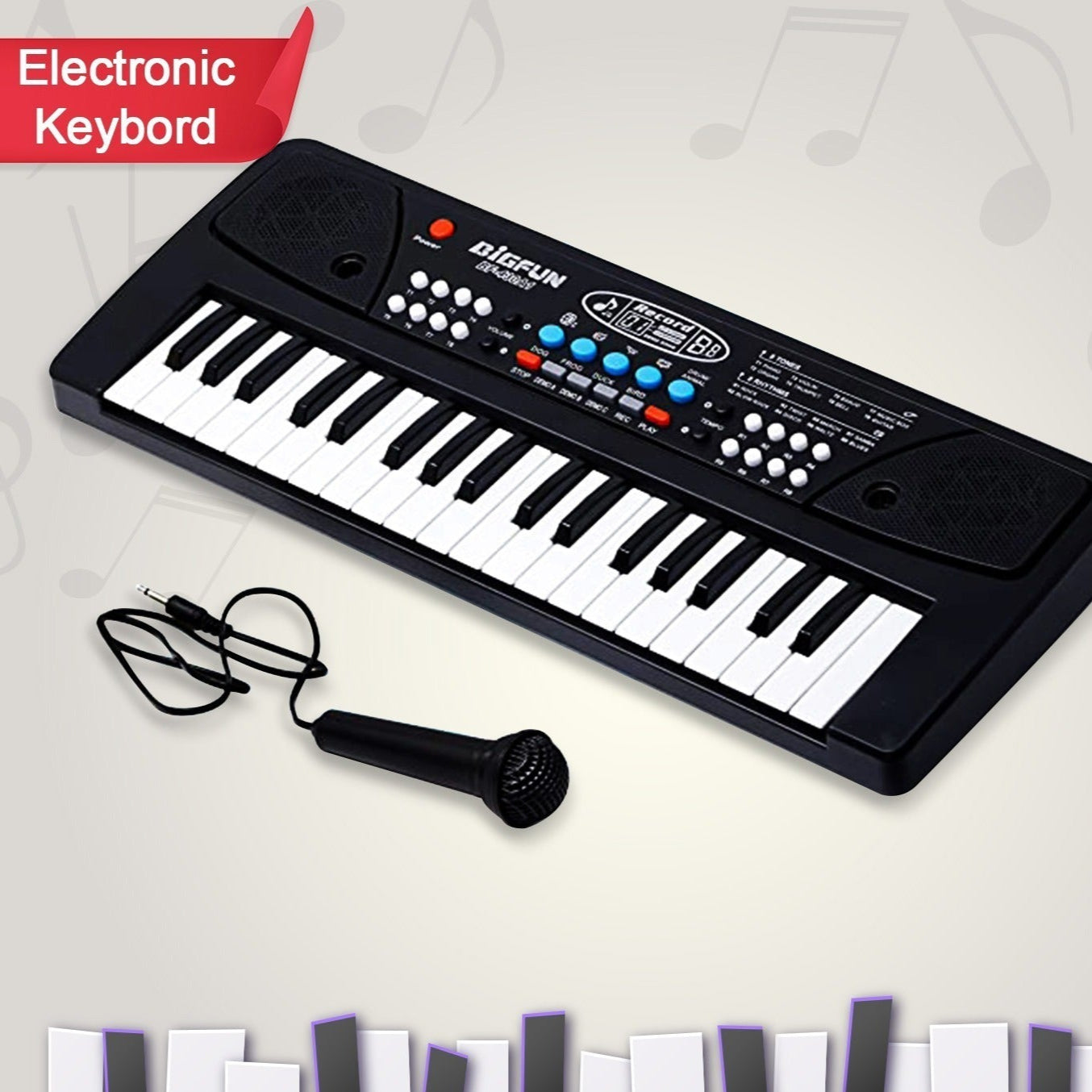 Piano Musical Keyboard With Mic 37 Music Key Keyboard For Kids Toy - Happy Price - Image 1