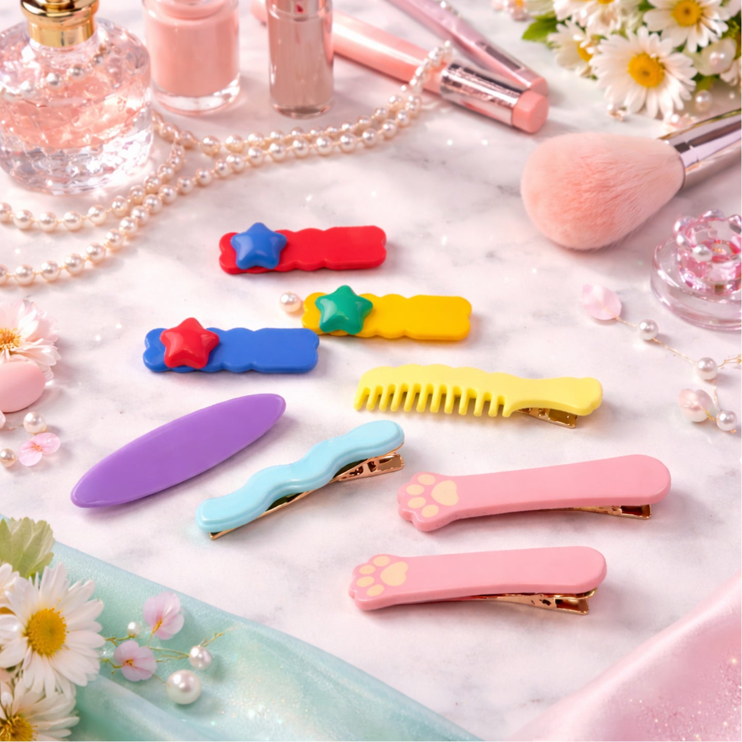 Cute Stylish Design Hair Clips Set (1 Set Mix Design)