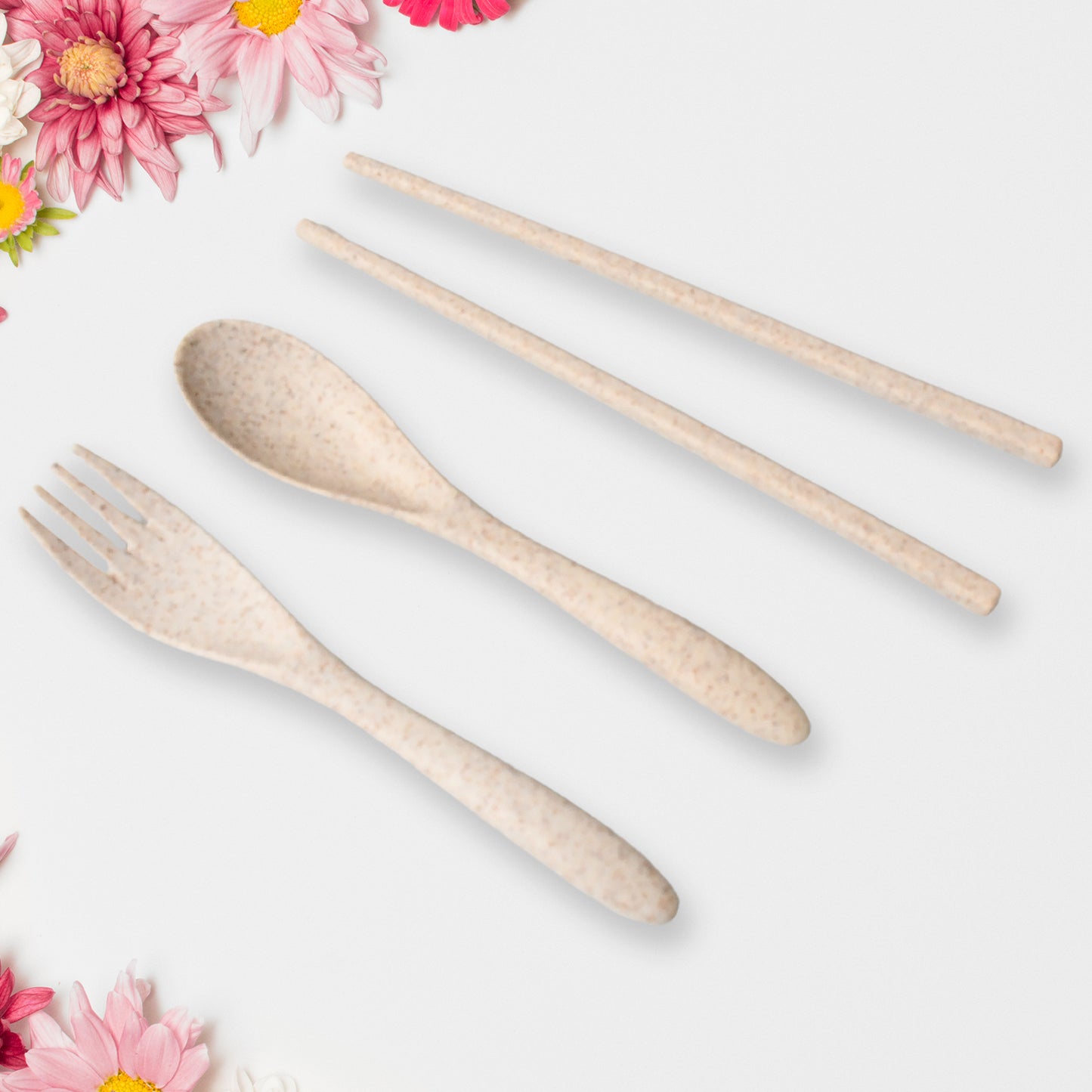 Rice Bowl Noodle 1 Bowl With 1 Lid And Handle Wheat Straw Noodle Bowls With Wheat Straw 1 Fork 2 Chopsticks 1 Spoon For Soup Salad Cooker Snack Set (6 Pcs Set) - Happy Price - Image 5