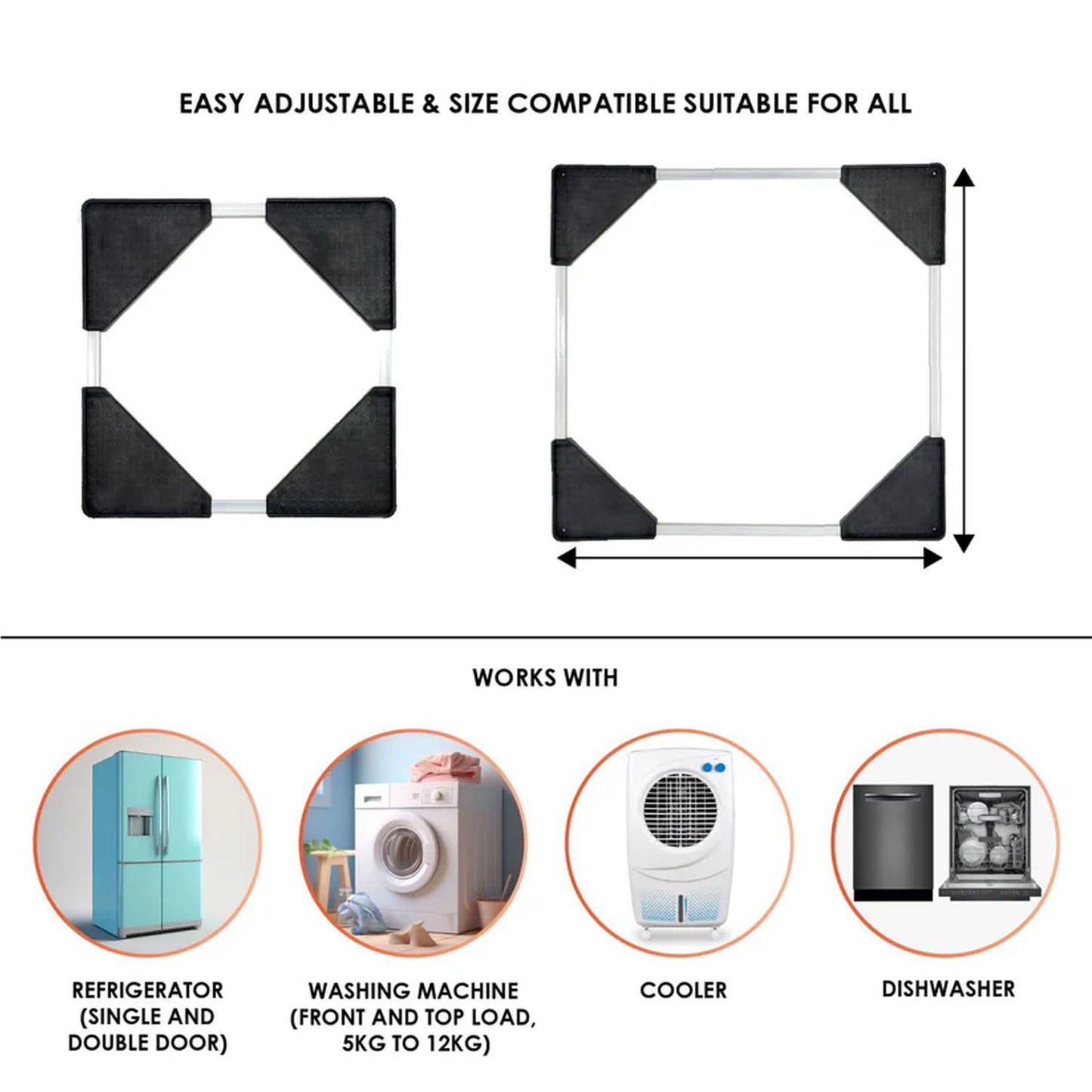 Adjustable Appliance Stand for Washing Machine & Refrigerator (67x67 cm, 1 Pc) - Great Price - Image 6