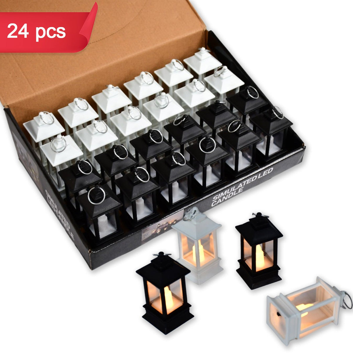 Pack of 24 Classic Style Flameless Lanterns with Battery Operated Candle Light for Home Decor - Happy Price - Image 1
