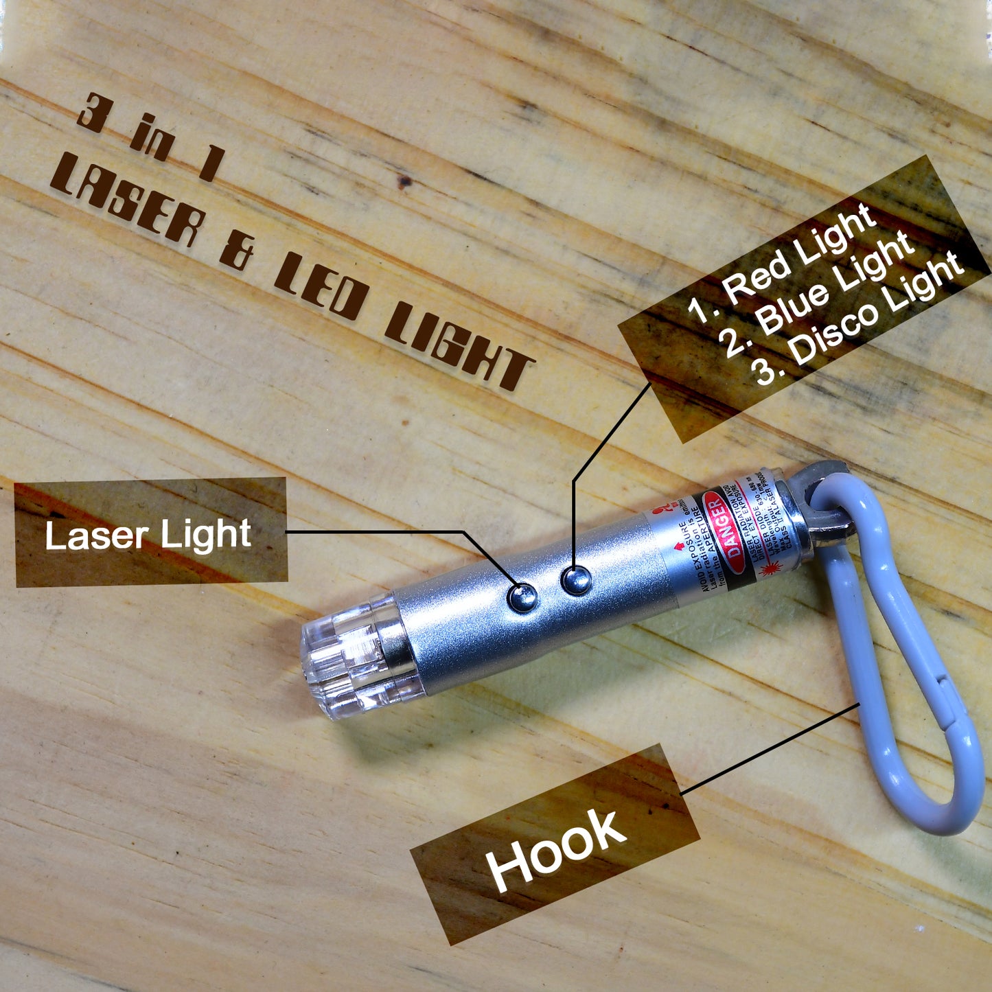 3 In1 Laser Light Led Flashlight + Torch Keychain + Laser Pointer - Happy Price - Image 4