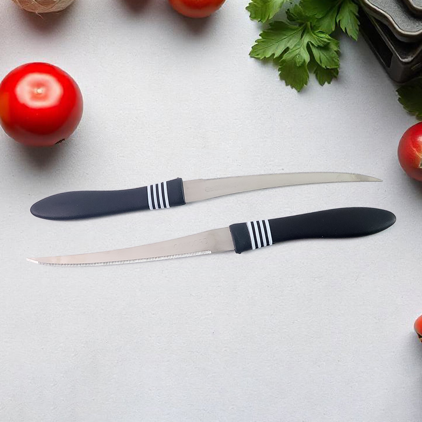 Premium Curved Serrated Stainless Steel Kitchen Knife Set (Mix Color 2 Pc) - Happy Price - Image 6