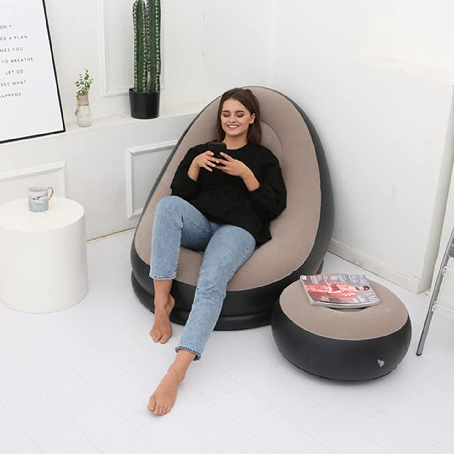 Inflatable Lounge Chair with Ottoman - Portable Air Sofa for Indoor & Outdoor Use - Happy Price - Image 6