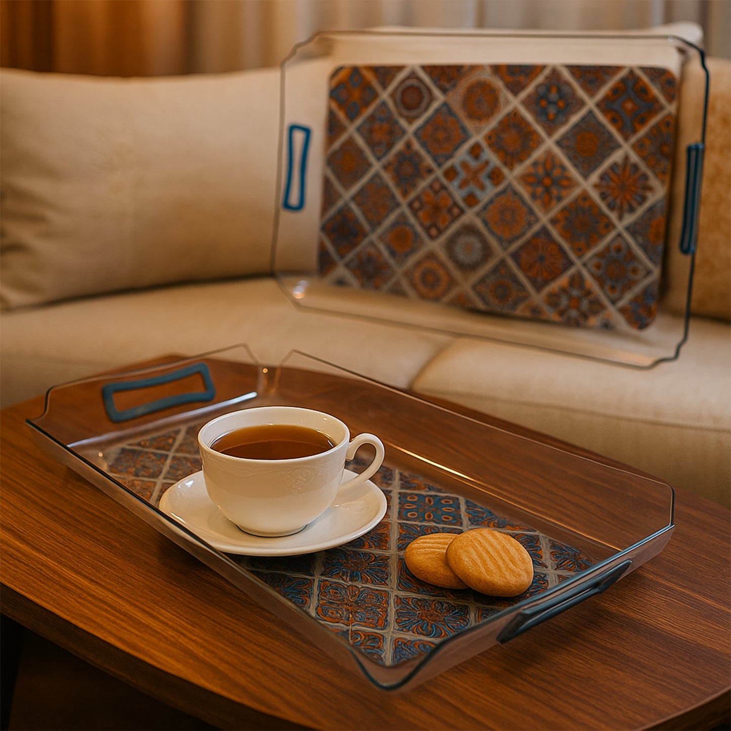 3 Piece Nesting Serving Tray Set with Handles - Happy Price - Image 5