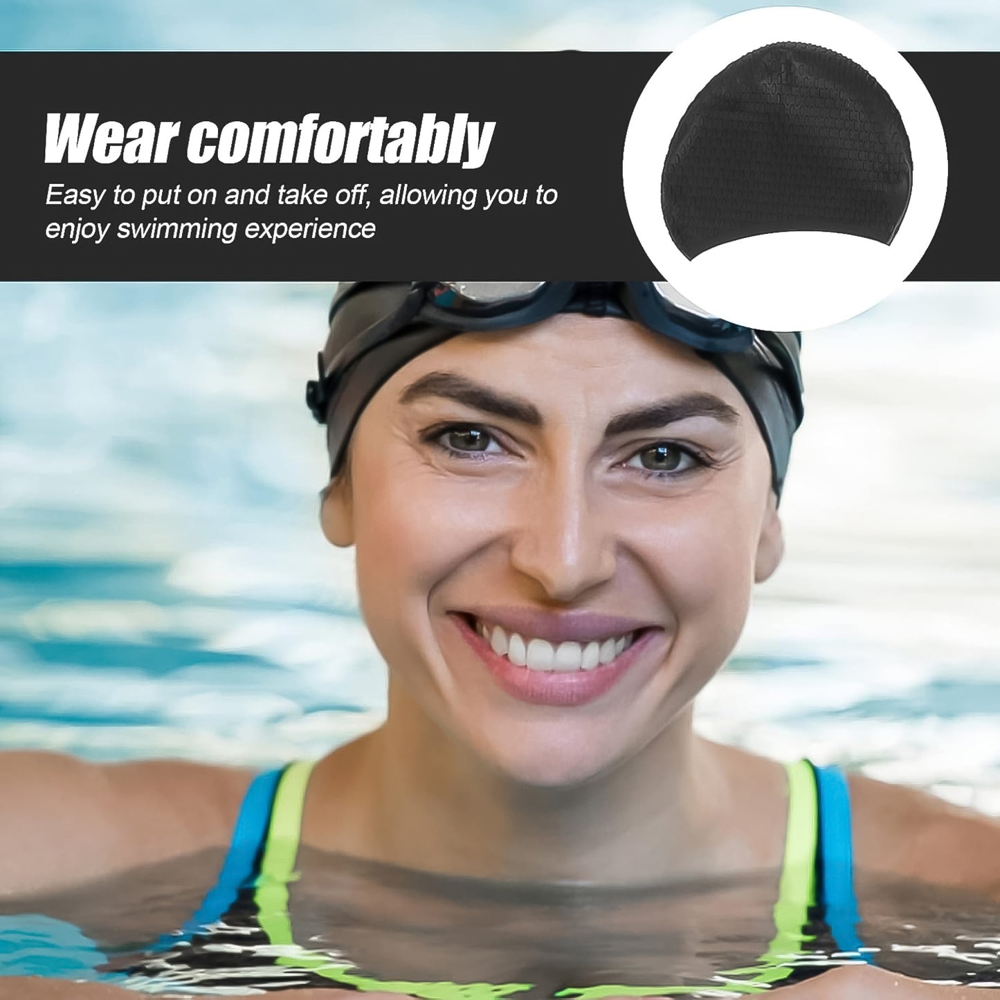 Premium Silicone Waterproof Swimming Cap (1 Pc) - Happy Price - Image 6