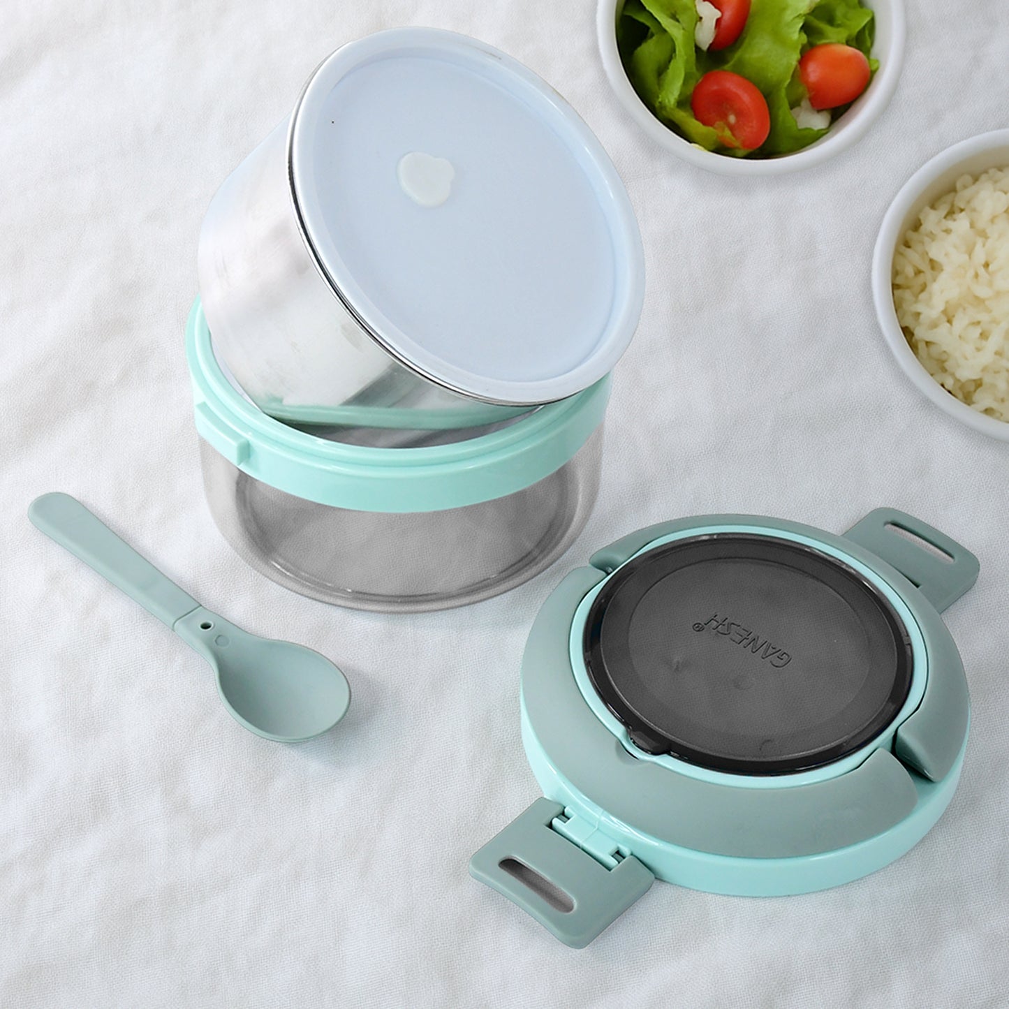 Ganesh Tiara 400ml Stainless Steel Insulated Lunch Box With Leakproof Lid Folding Spoon - Happy Price - Image 6