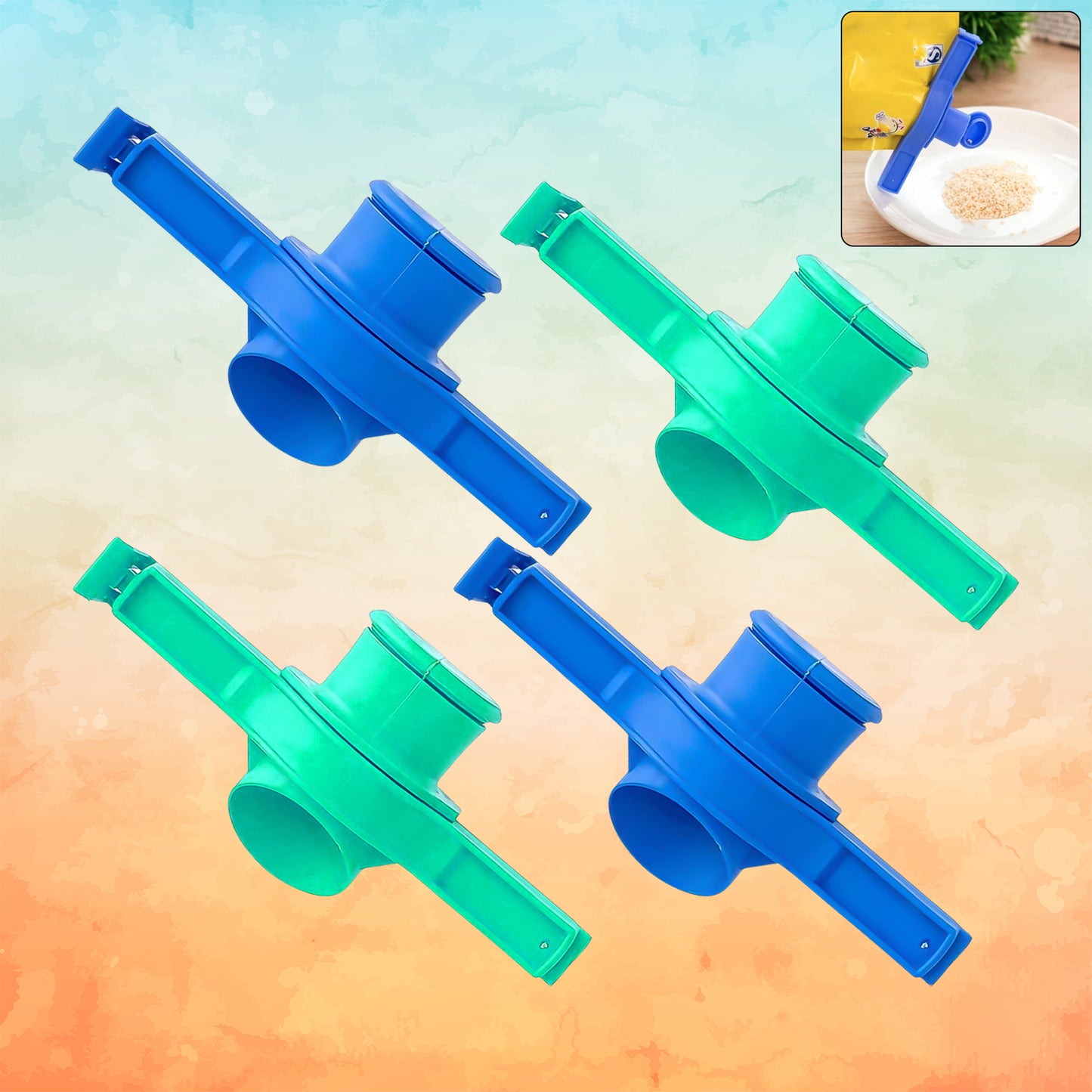 4 Pcs Pouch Sealer Clip with Pouring Spout - Reusable Bag Dispenser for Kitchen Groceries - Happy Price - Image 7