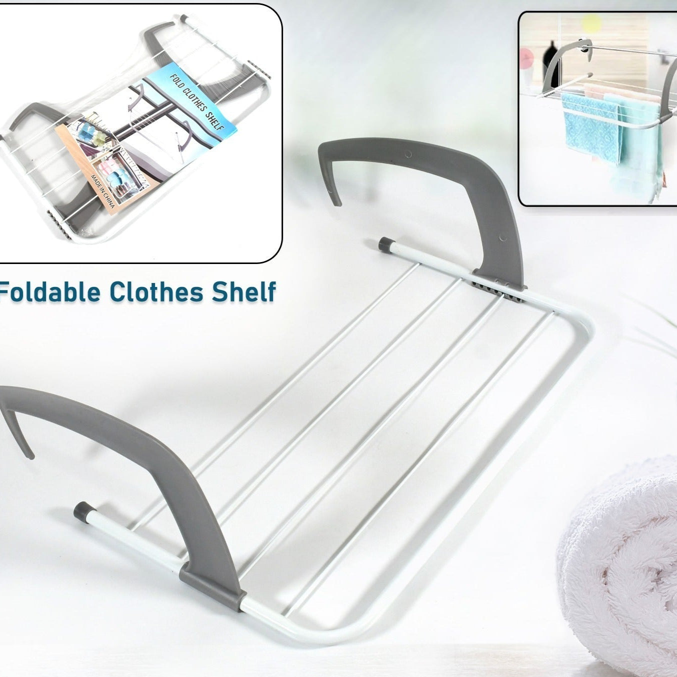 Metal Steel Folding Drying Rack For Clothes Balcony Laundry Hanger For Small Clothes Drying Hanger Metal Clothes Drying Stand Socks And Plant Storage Holder Outdoor Indoor Clothes-towel Drying Rack Hanging On The Door Bathroom - Happy Price - Image 1