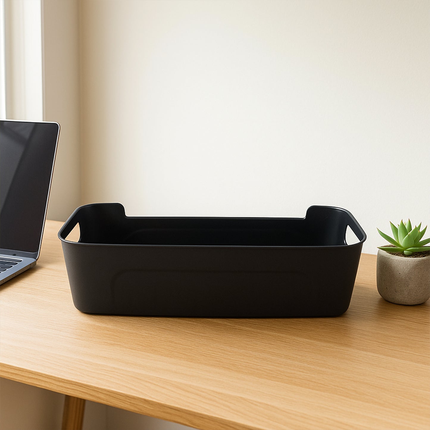 Set of 4 Black Plastic Storage Baskets with Handles - Happy Price - Image 5