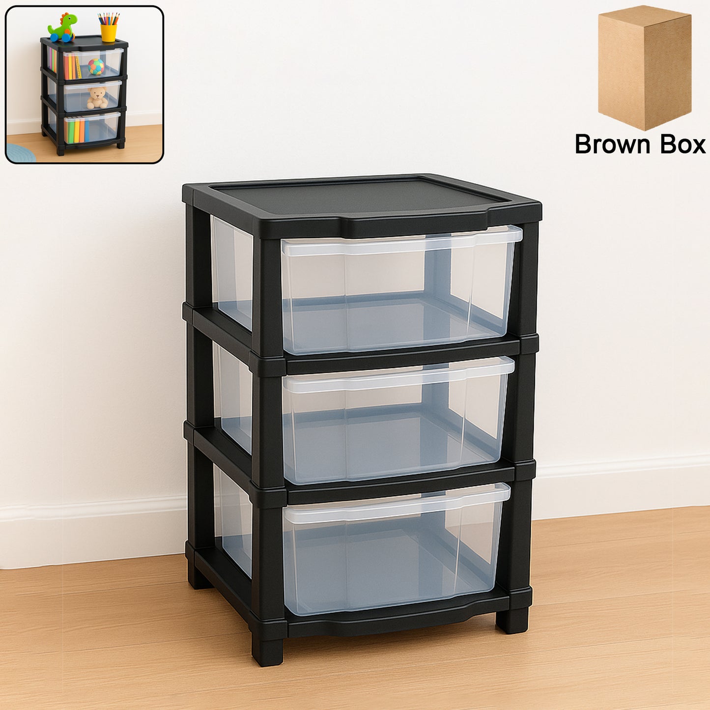 3-Layer Clear Drawer Storage Unit - Stackable Chest for Home & Office - Happy Price - Image 2