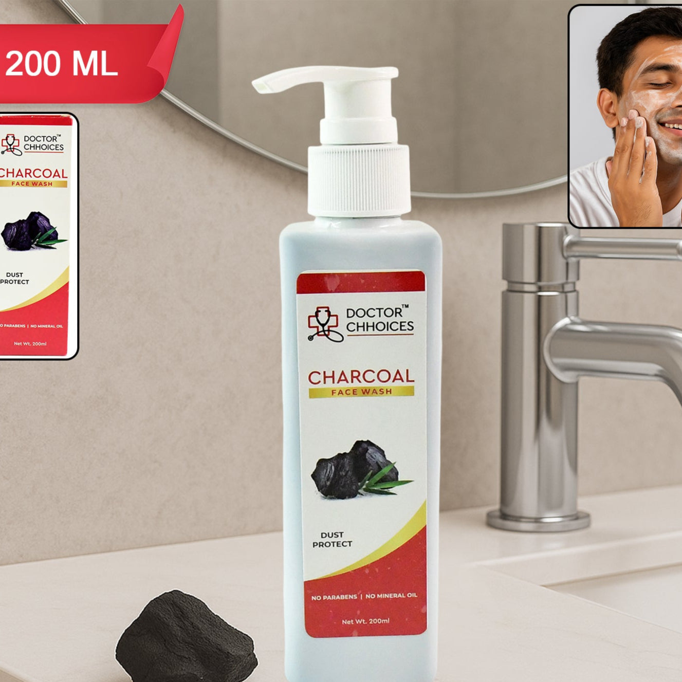 Doctor Chhoices Charcoal Face Wash 200ml (1 Pc) - Happy Price - Image 1