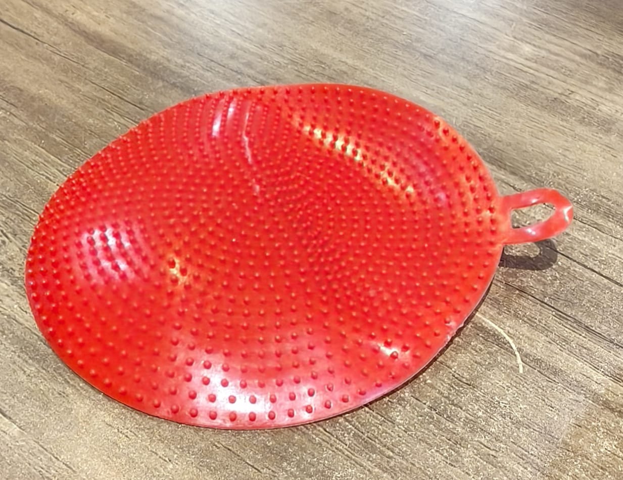 Red Silicone Dish Scrubber Sponge Mildew Free Non Stick Heat Resistant - Happy Price - Image 7