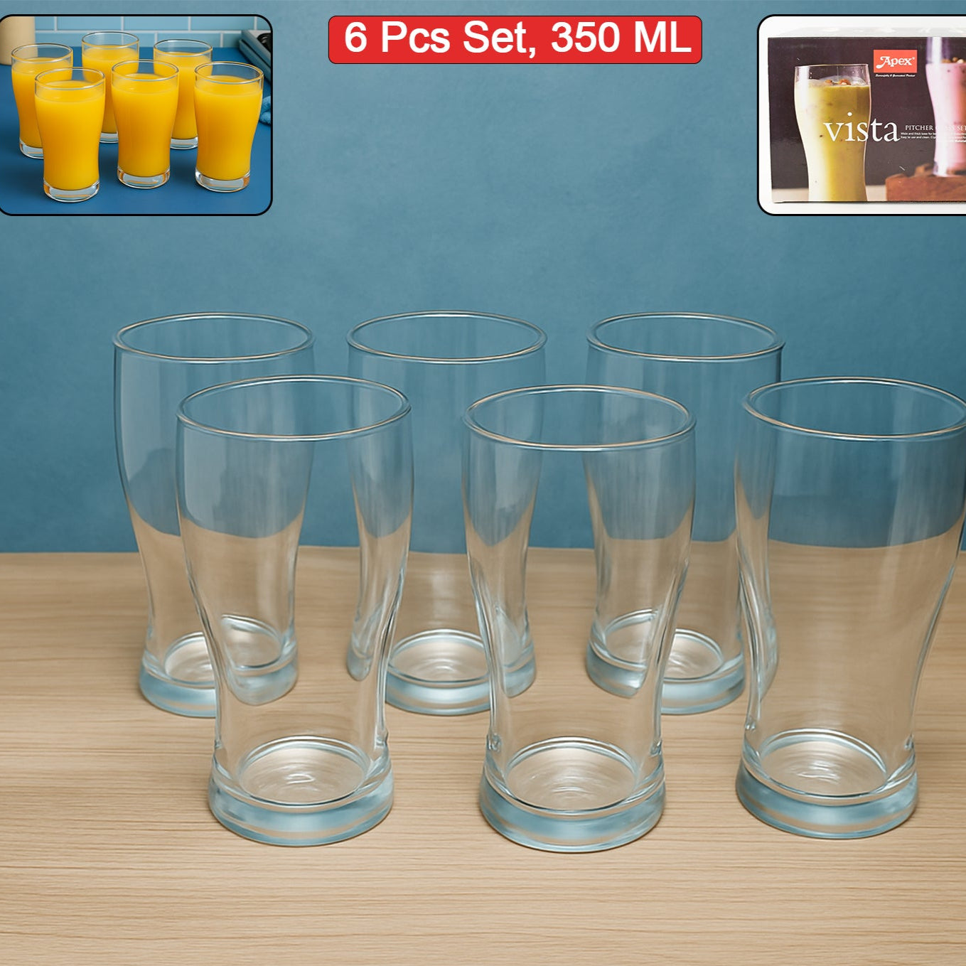 Apex Vista Unbreakable Pitcher Glass Set 350 Ml (Approx) 6-piece - Happy Price - Image 1