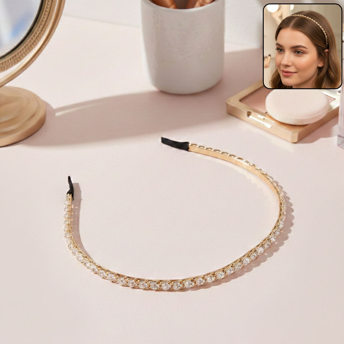 Crystal Embellished Metal Hair Band for Women (1 Pc) - Happy Price - Image 2