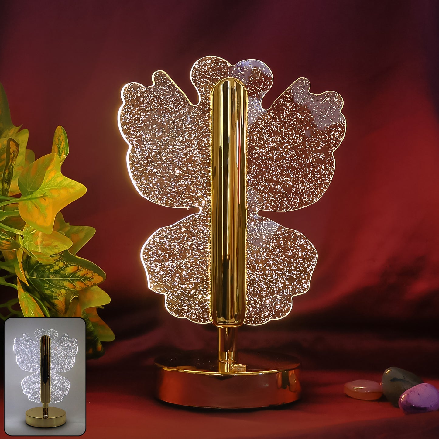 Crystal Table Lamp with Golden Base - USB Rechargeable LED Decorative Light (1 Pc) - Happy Price - Image 6