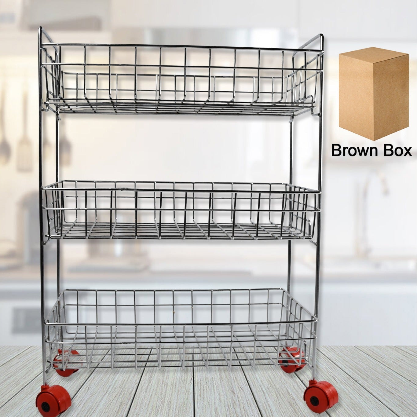 3 Tier Stainless Steel Kitchen Trolley for Fruit & Vegetable Storage - Happy Price - Image 1