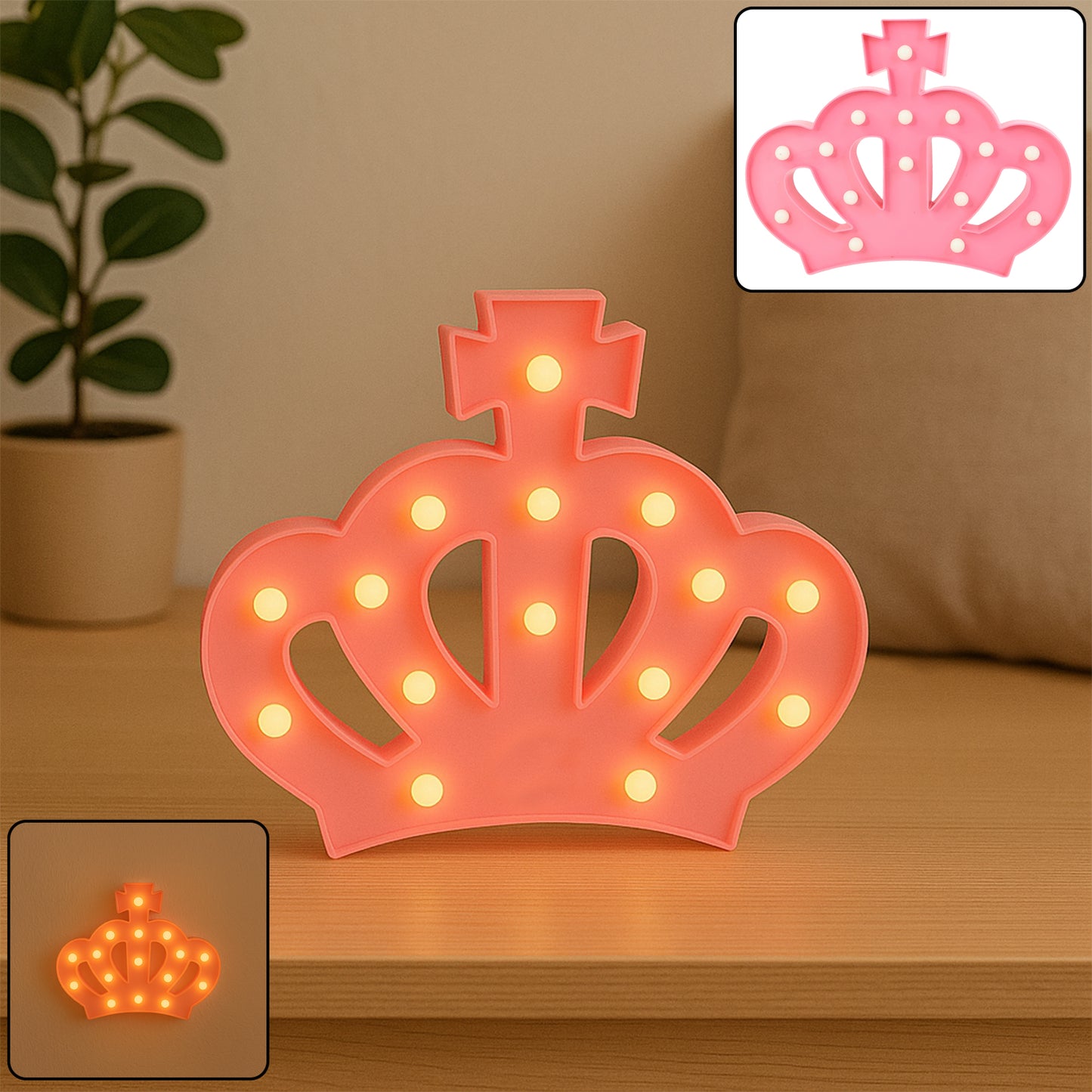 Crown Shape LED Decorative Night Light - Battery Operated Accent Lamp (1 Pc) - Happy Price - Image 3
