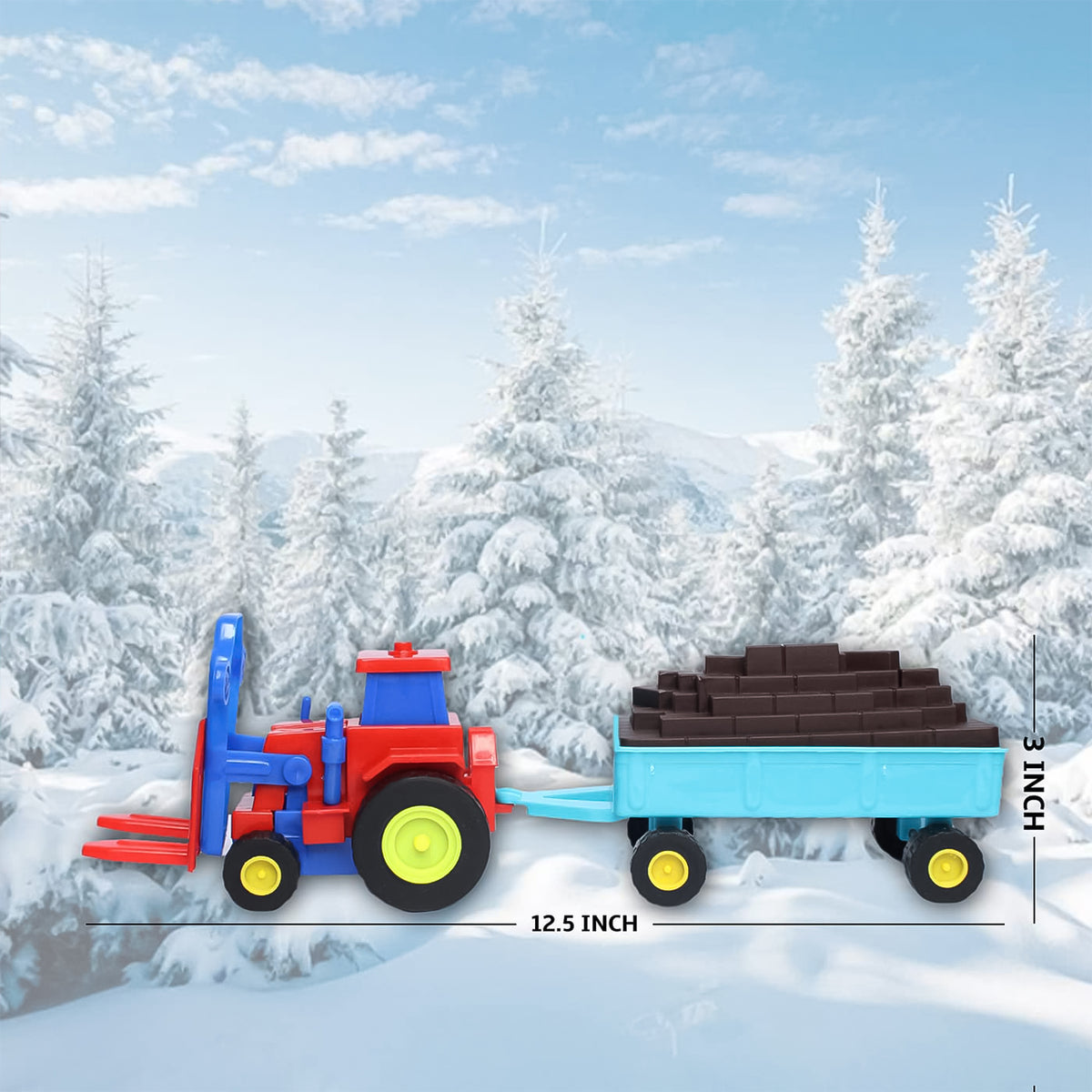 Plastic Tractor Toy Friction Powered Tractor With Bricks Trolley (1 Pc) - Happy Price - Image 3