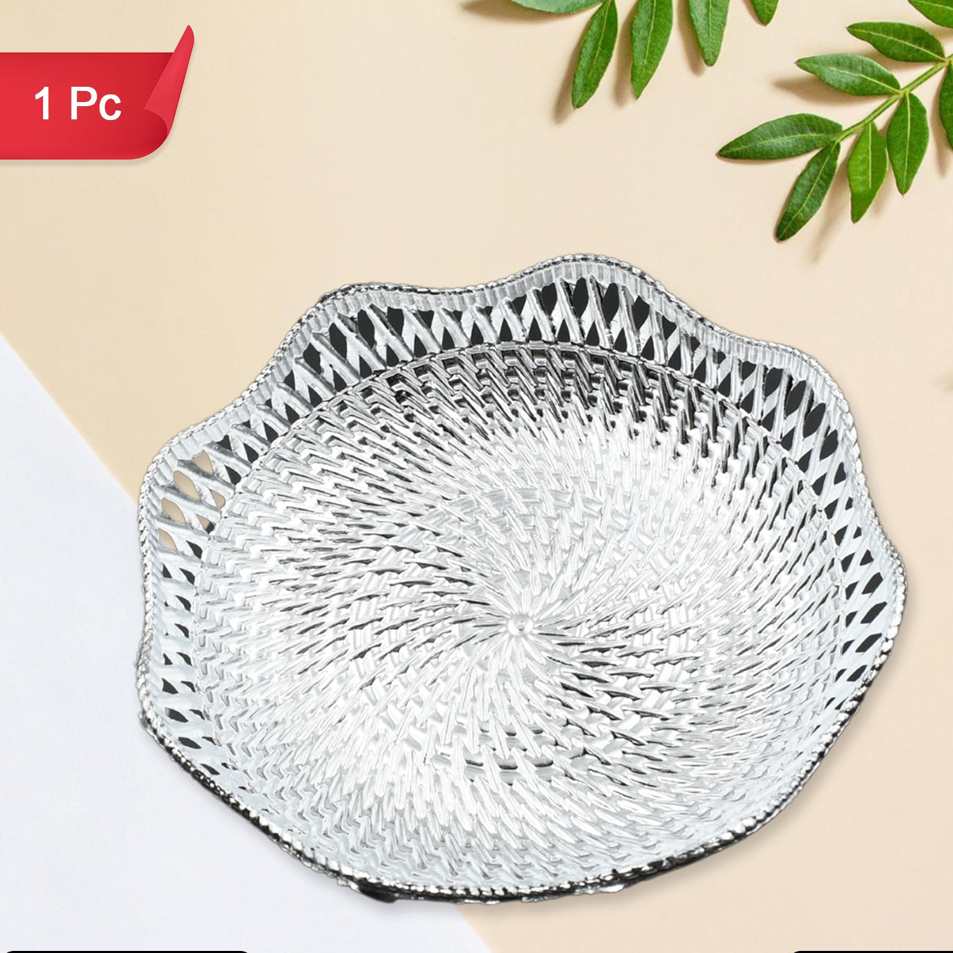 Round Serving Tray Traditional Serving Tray Multipurpose Serving Tray Decorative Serving Platters Mukhwas Serving Tray (1 Pc ) - Happy Price - Image 1