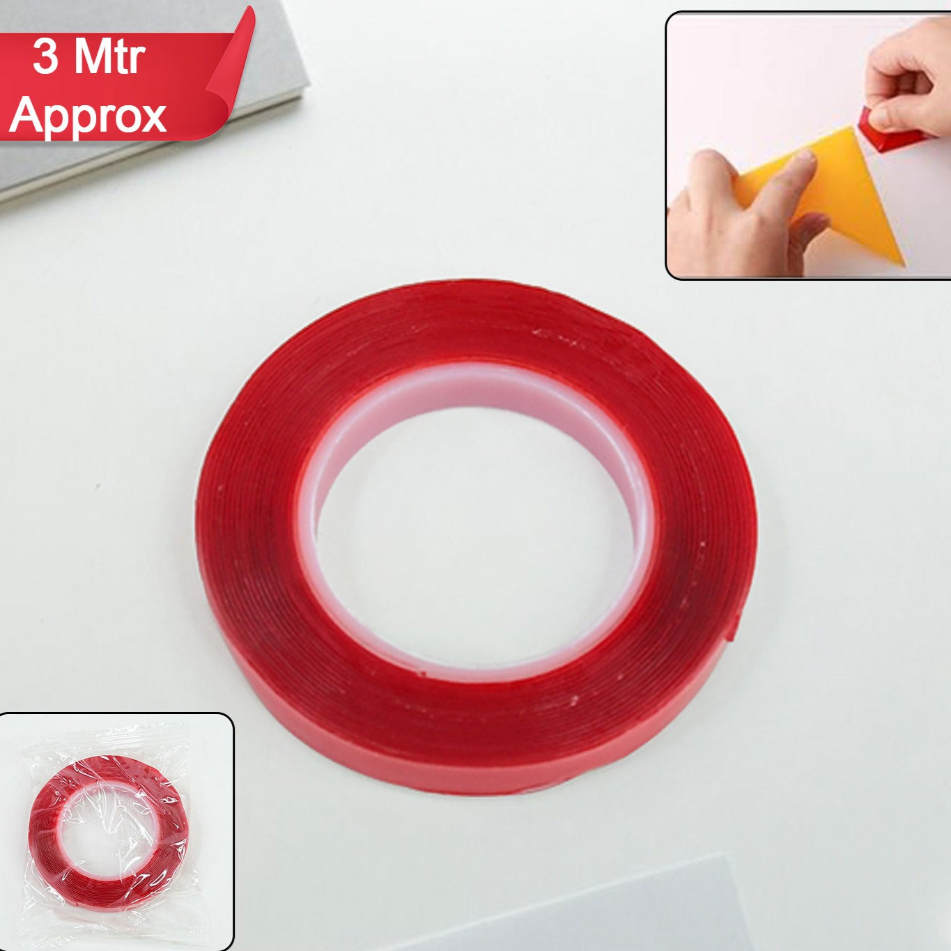 Heavy Duty Transparent Acrylic Foam Mounting Tape (3 Mtr Approx 1 Pc) - Happy Price - Image 1