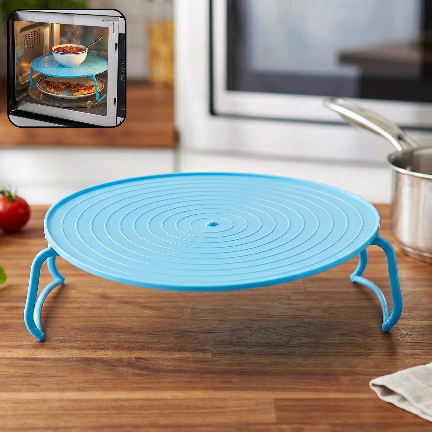 Decorative Plastic Serving Tray with Stand - Non-Slip, Microwave Safe (1 Pc) - Happy Price - Image 2