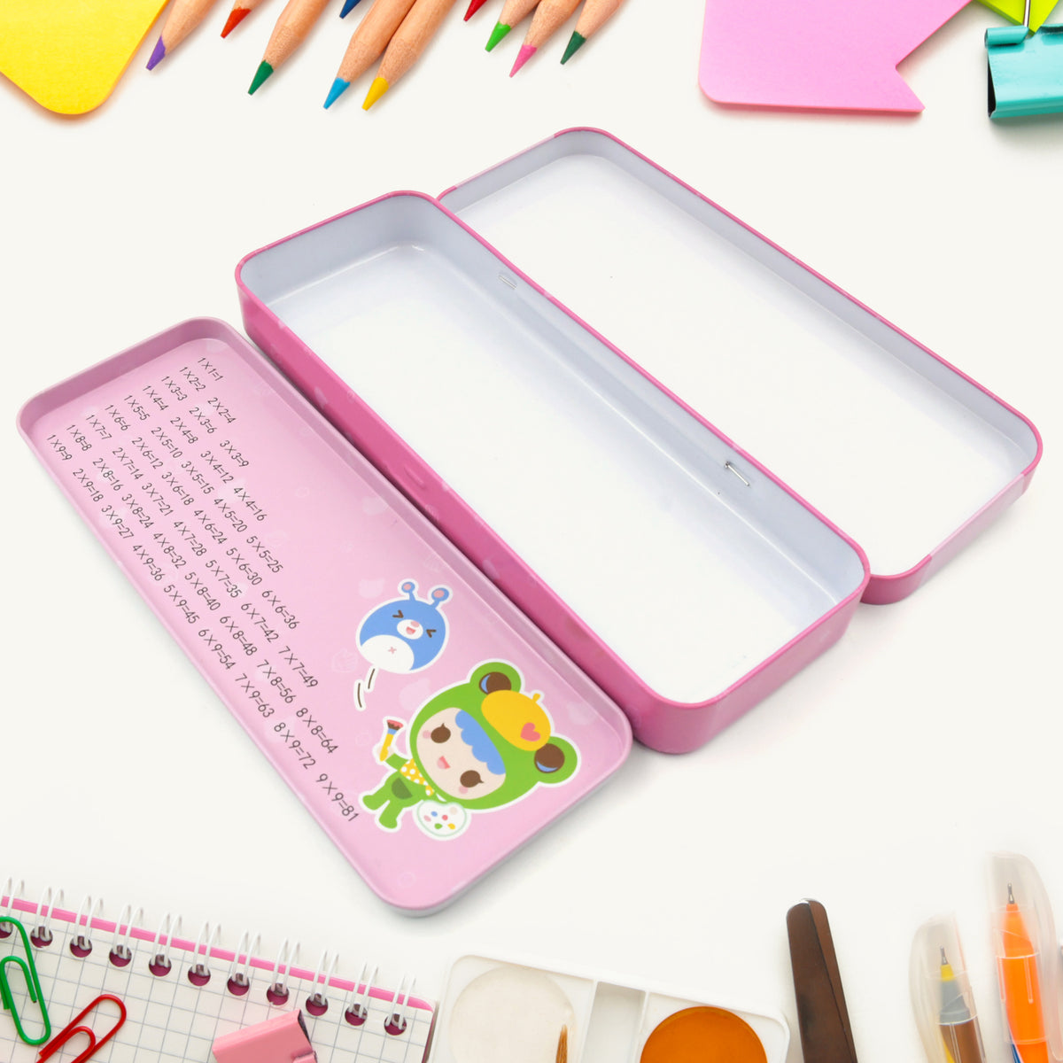 12 Pcs Stationery Kit 1 Pencil Box Compass Box 1 Eraser 1 Scissors 1 Ruler 4 Pencil 2 Diary 1 Bottle 1 Sharpener Stationary Set For Kids Birthday Return Gifts For Kids Stationary Gift Set (12 Pcs Set) - Happy Price - Image 3