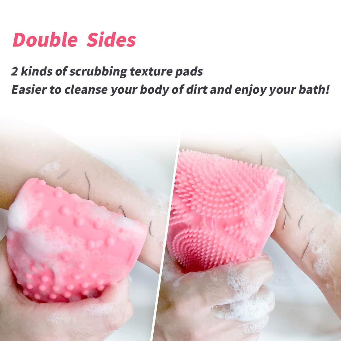 Silicone Body Back Scrubber Double Side Bathing Brush For Skin Deep Cleaning Massage Dead Skin Removal (101 Gm Medium Size 1pc) - Happy Price - Image 2
