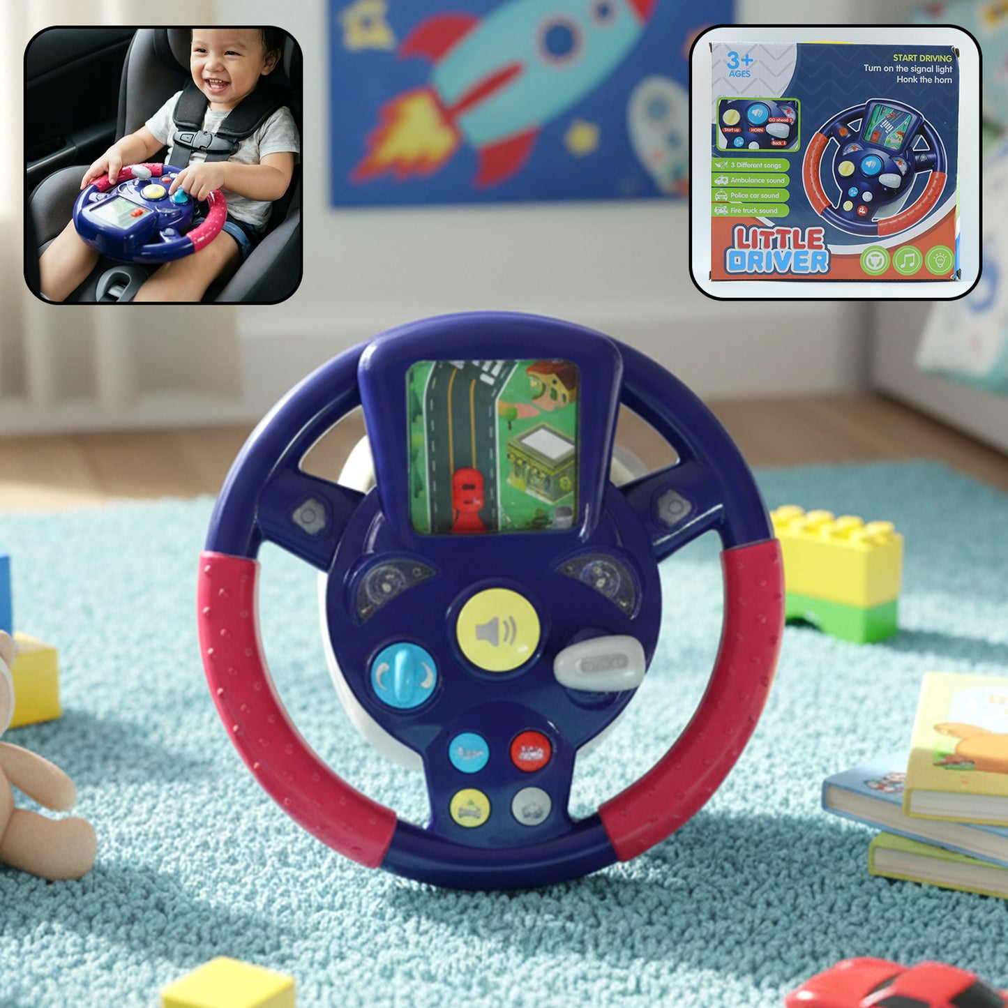 Baby Musical Steering Wheel Toy with Lights and Sounds - Interactive Driving Fun for Toddlers (1 Pc) - Great Price - Image 2