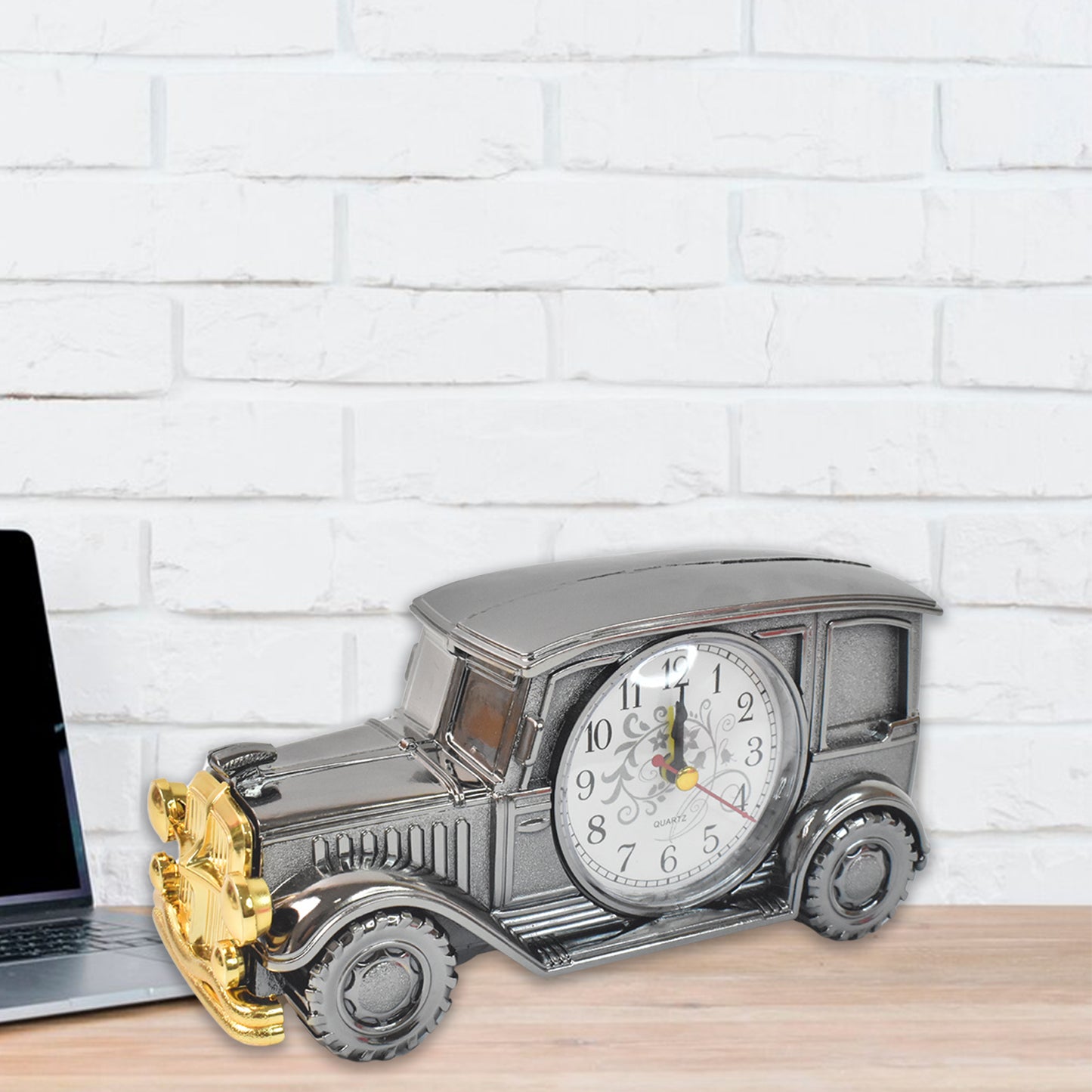 Car Shaped Alarm Clock with Pen Holder - ABS Desk Clock for Office & Bedroom - Happy Price - Image 2