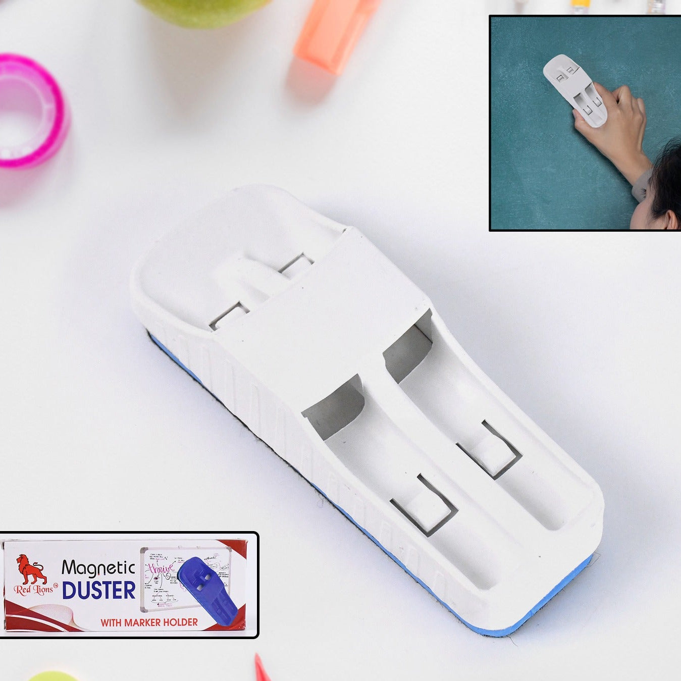 3-in-1 Whiteboard Duster, Ruler, and Marker Holder - Educational Tool - Happy Price - Image 1