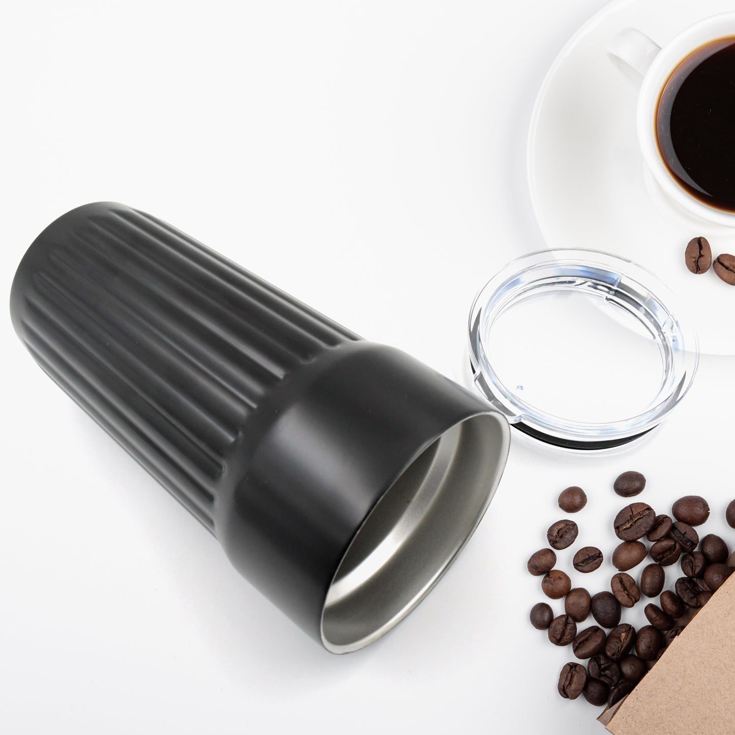 Stainless Steel Vacuum Insulated Insulated Coffee Cups Travel Mug Car Coffee Mug With Lid Reusable Thermal Cup For Coffee Car Travel Beach Camping Hiking Hunting Fishing Drinks Coffee Tea (1 Pc) - Happy Price - Image 5