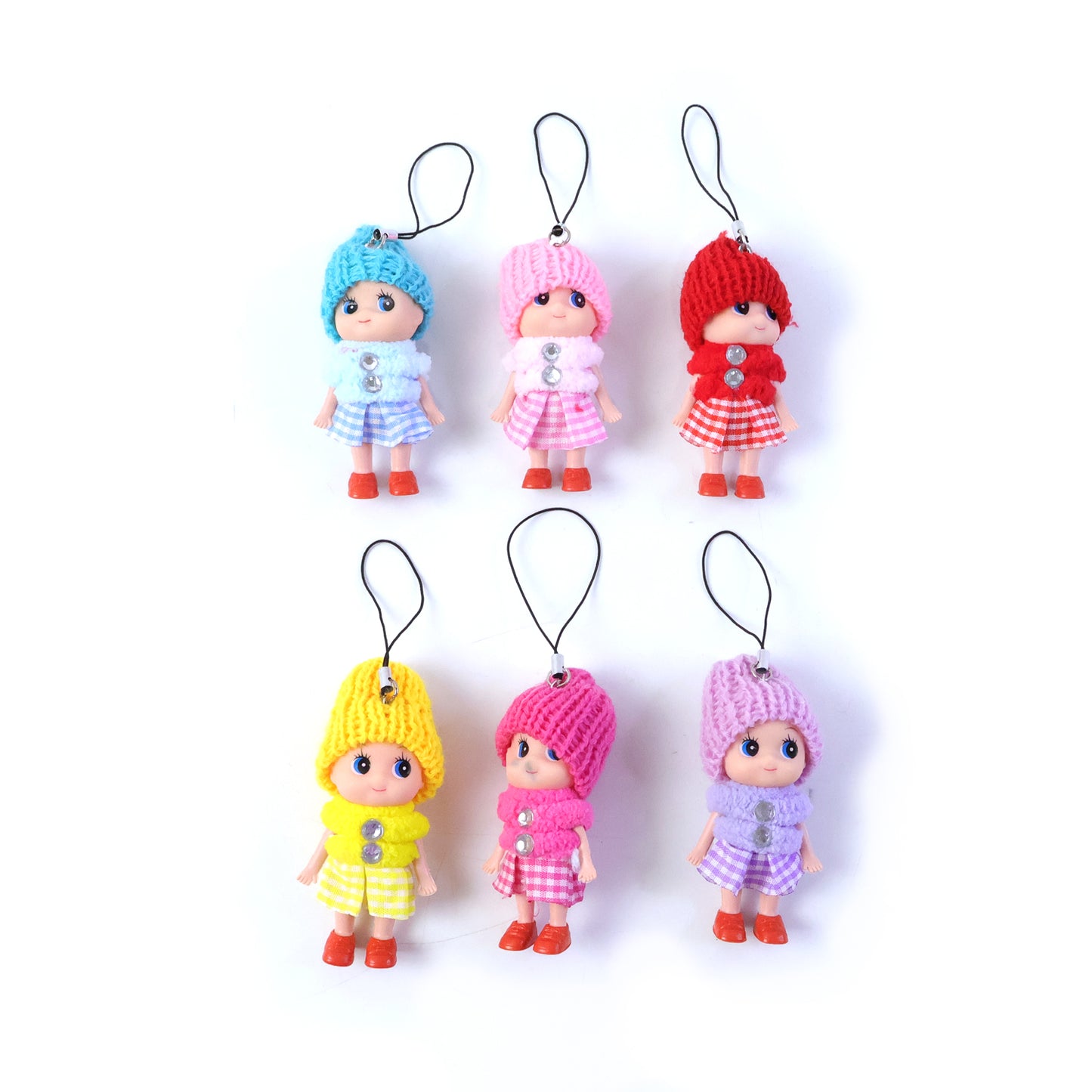 Set of 6 Cute Cartoon Doll Keychains for Bags & Keys - Happy Price - Image 4