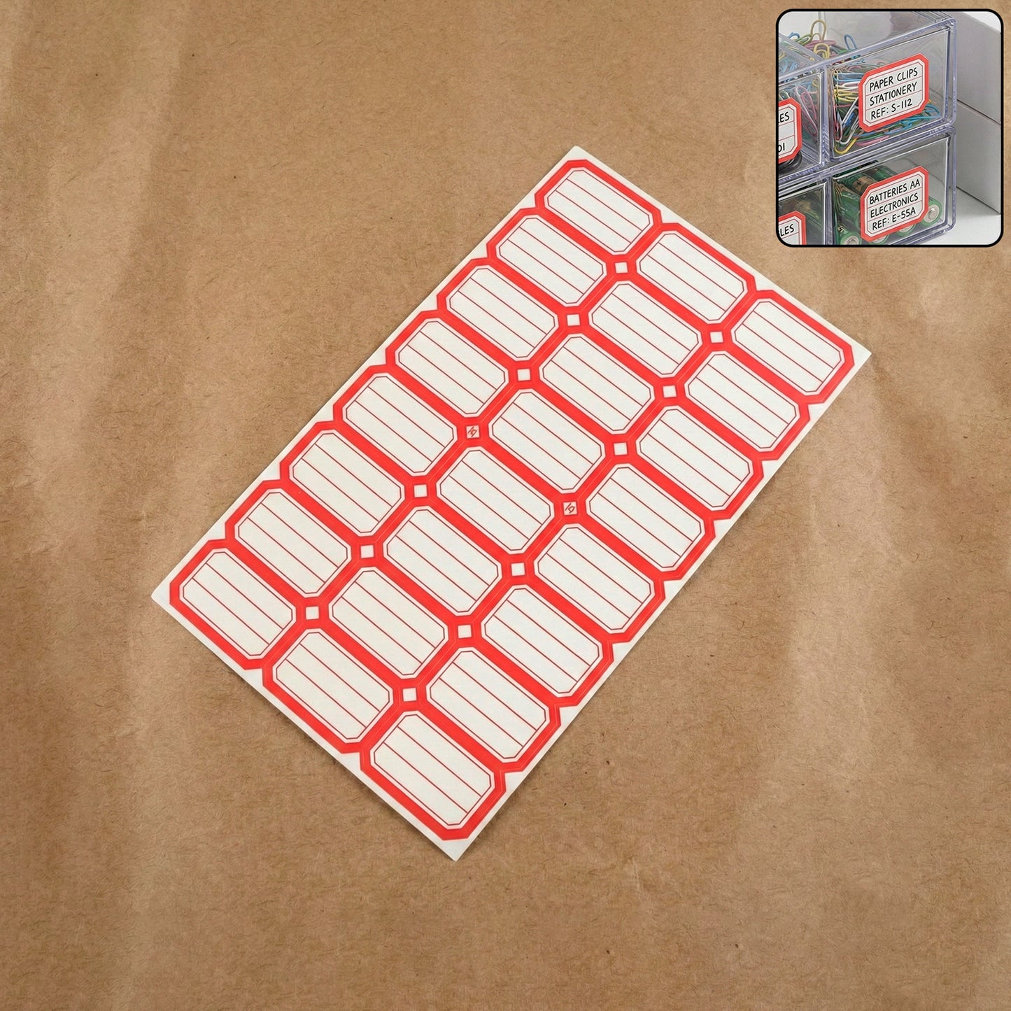 1 Sheet Rectangular Self-Adhesive Labels - Red & White - Happy Price - Image 2