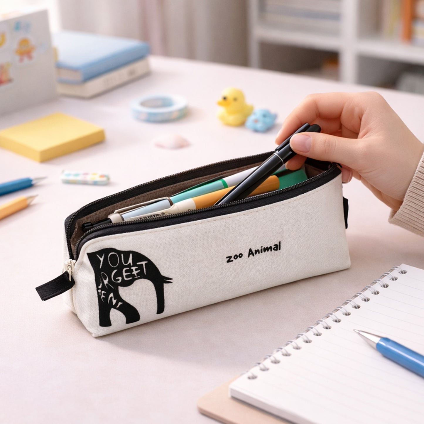 Canvas Pencil Pouch 1 Pc - Zippered Pen Organizer for School, Office, Travel - Great Price - Image 2