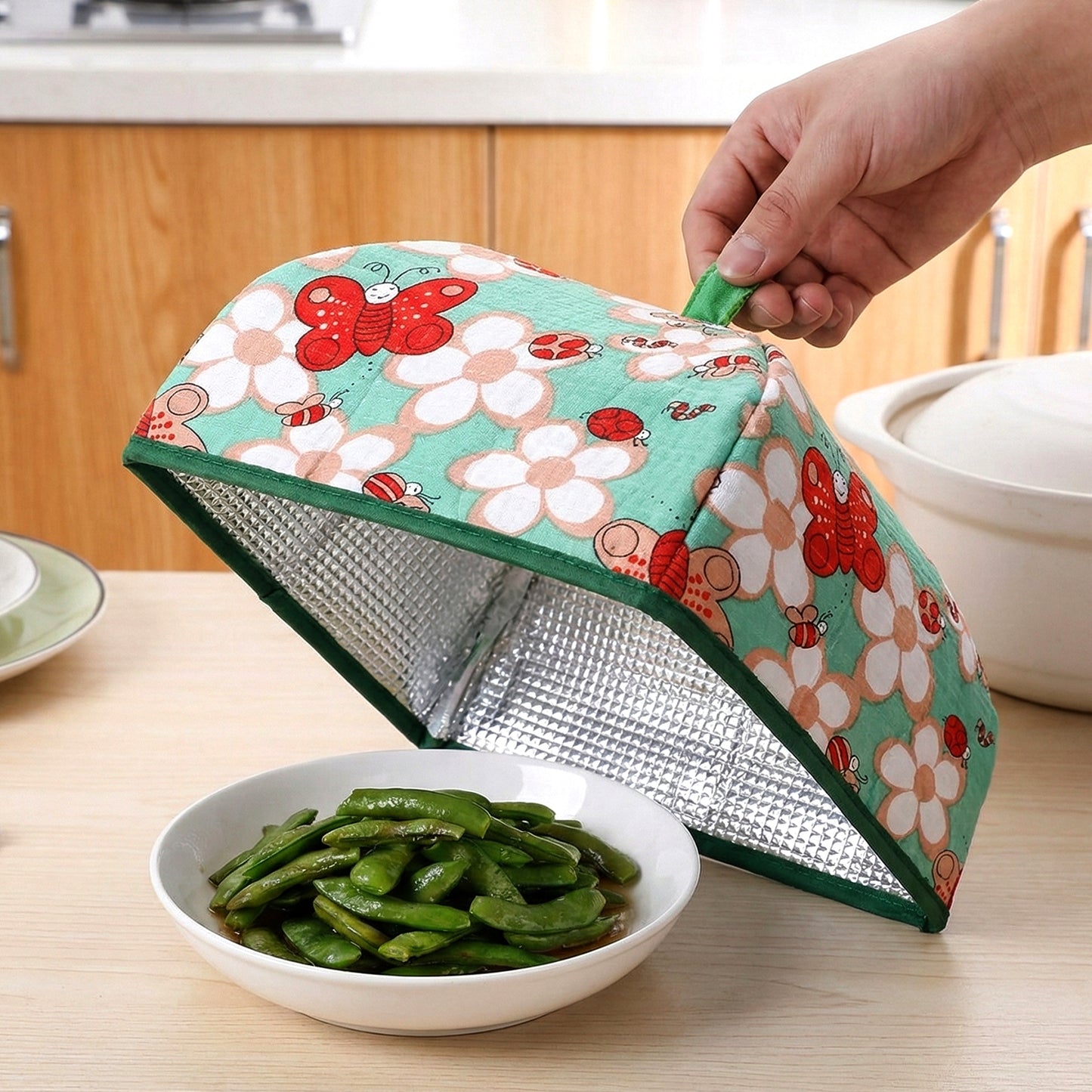 Foldable Mesh Food Cover with Floral Print - 20 x 20 Cm, 1 Pc - Happy Price - Image 3