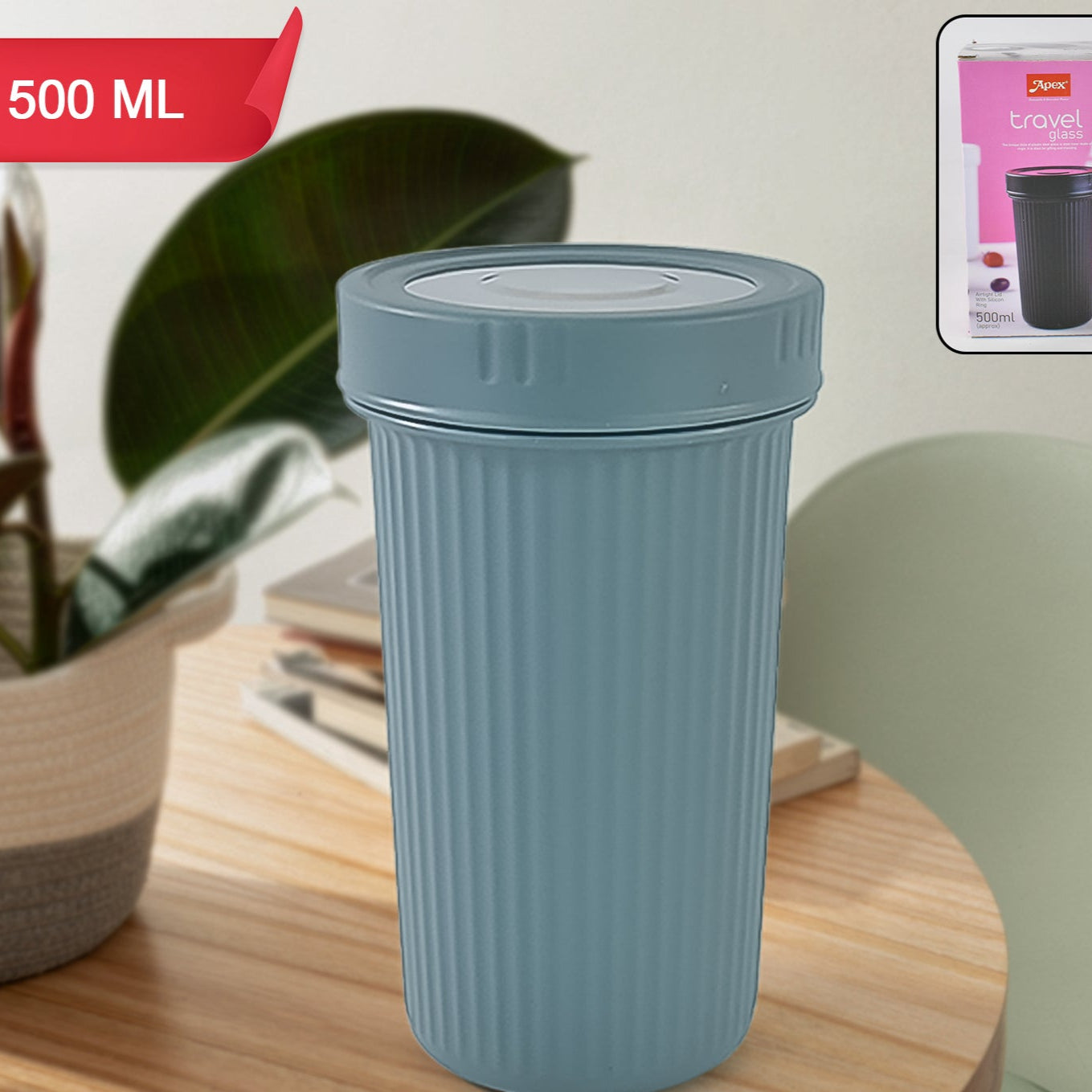 Apex Double Wall Inner Steel Travel Glass (500ml) Approx (1 Pc Mix Color) - Happy Price - Image 1