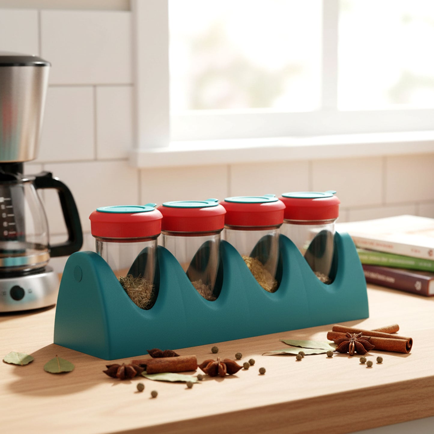 4-in-1 Multipurpose Spice Dispenser Set with Stand (1 Set) - Happy Price - Image 6