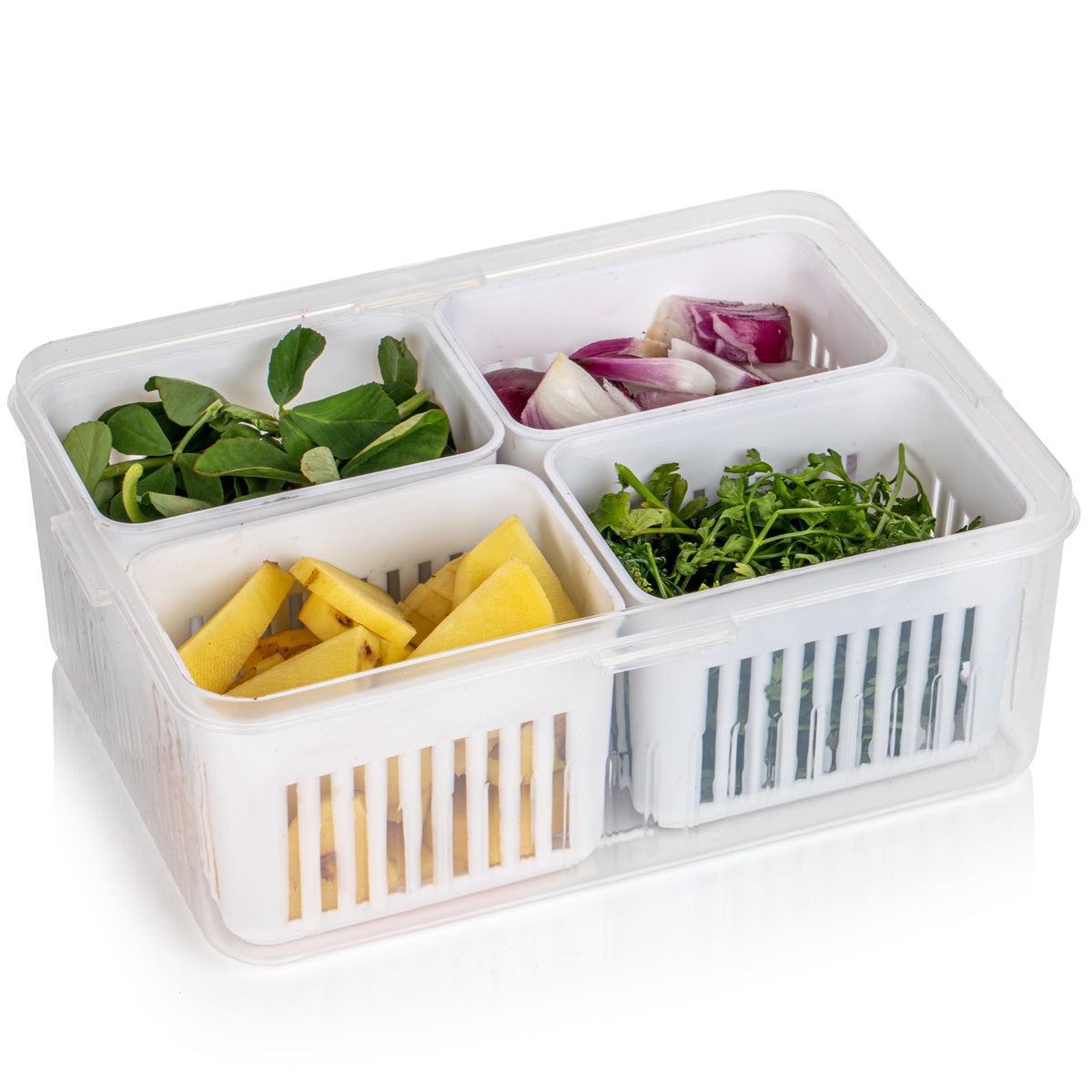 Fridge Storage Boxes Freezer Storage Containers Container For Kitchen Storage Set Storage In Kitchen Vegetable Storage Draining Crisper Refrigerator Food Box (1 Pc) - Happy Price - Image 4