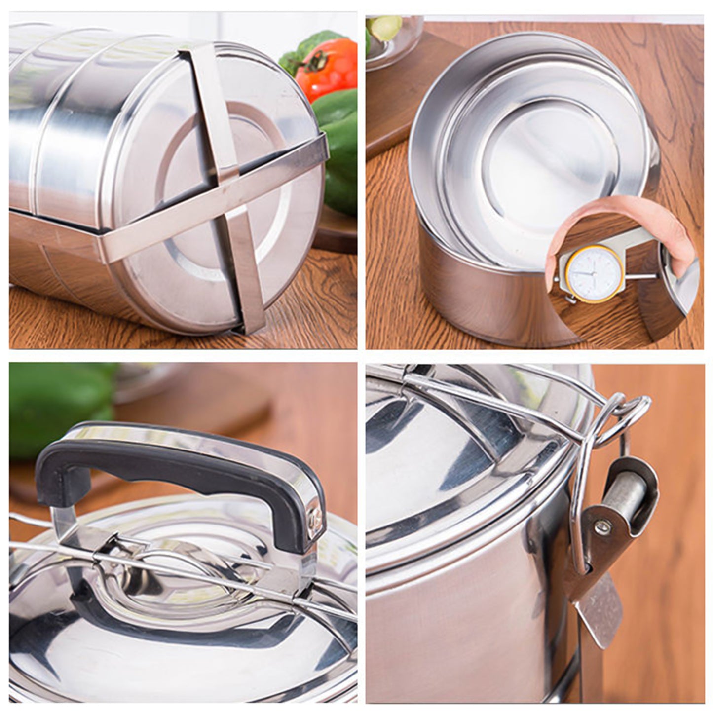 5 Container Stainless Steel Round Tiffin Box - 16x5 Inch Meal Carrier - Happy Price - Image 5