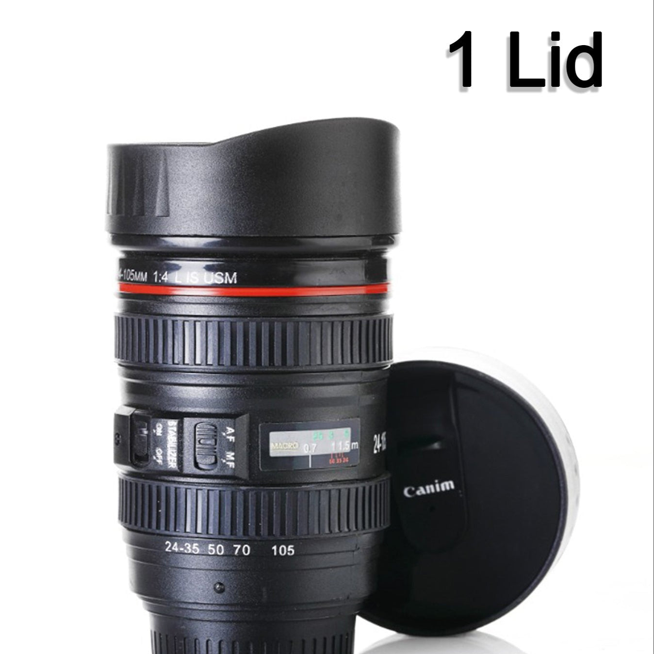 Camera Lens Shaped Coffee Mug Flask With Lid - Happy Price - Image 1
