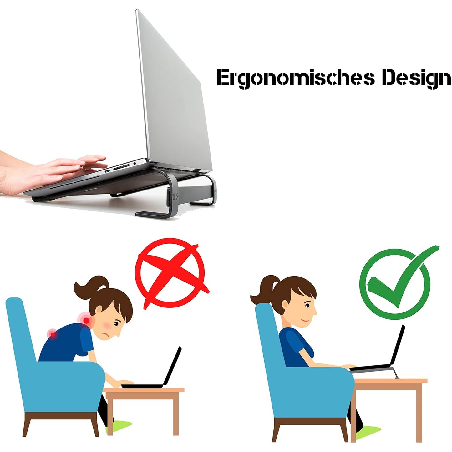 Fixed Metal Laptop Stand for Desk - 25 x 26 cm - Happy Price - Image 3