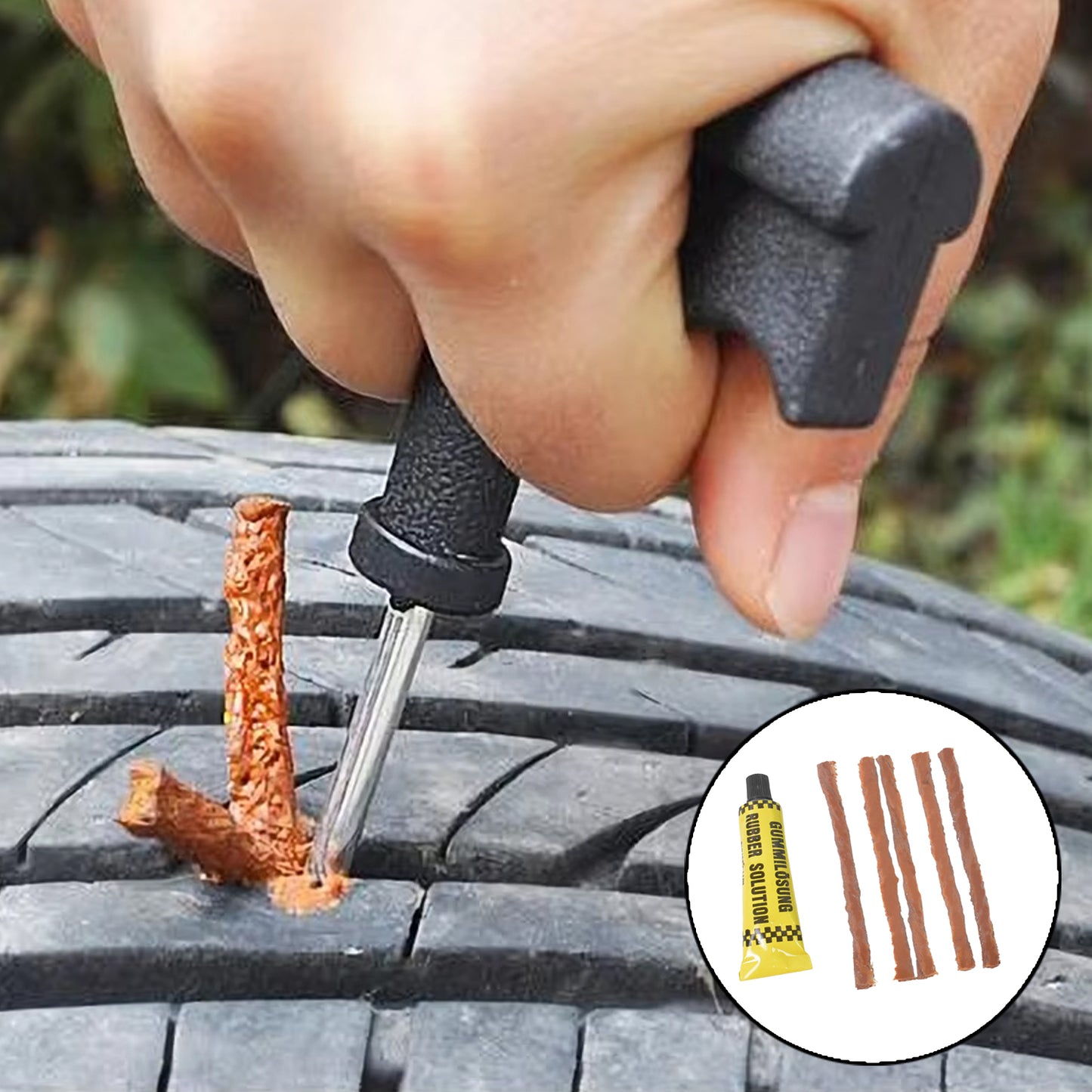 Portable Tire Repair Kit Tyre Repairing Tool Set With Box (13 Pcs Set) - Happy Price - Image 3