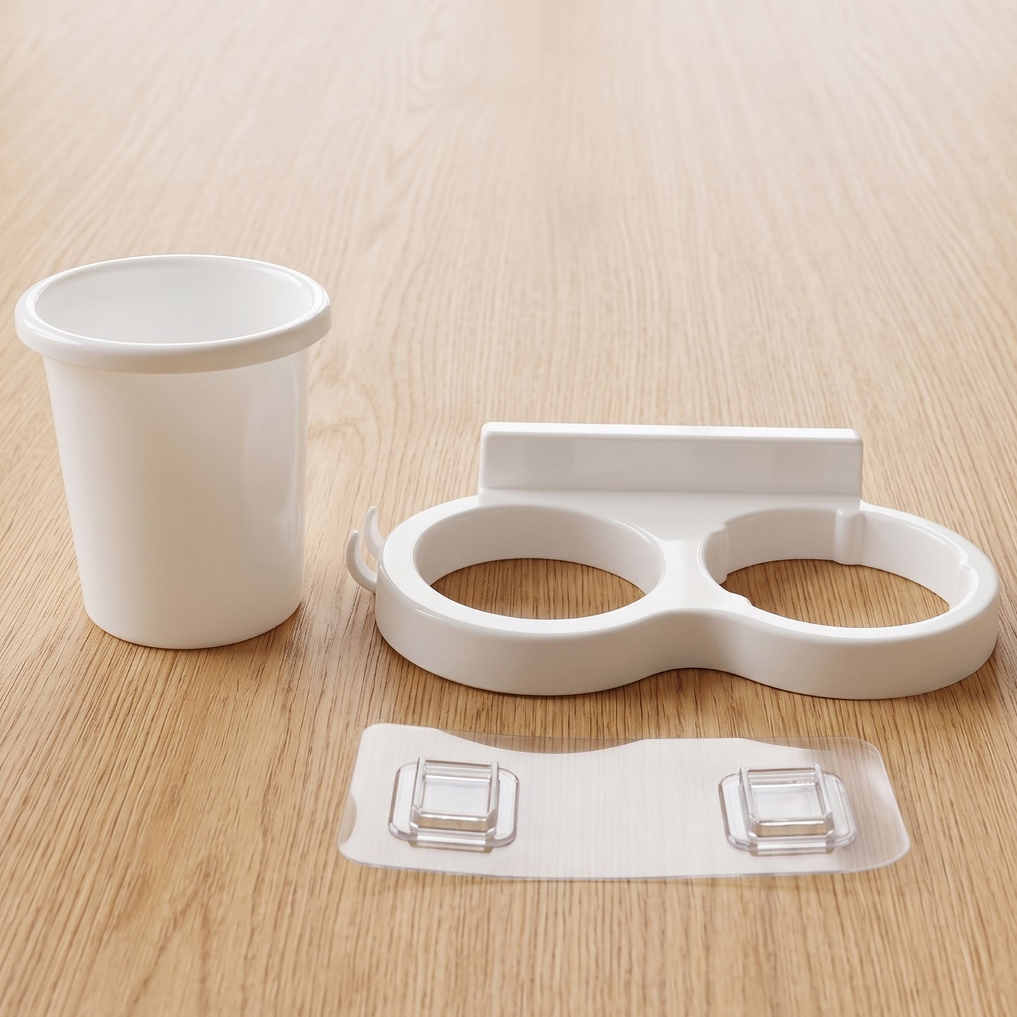 Wall Mount Bathroom Organizer Set with Toothbrush Holder & Hair Dryer Stand - Great Price - Image 3