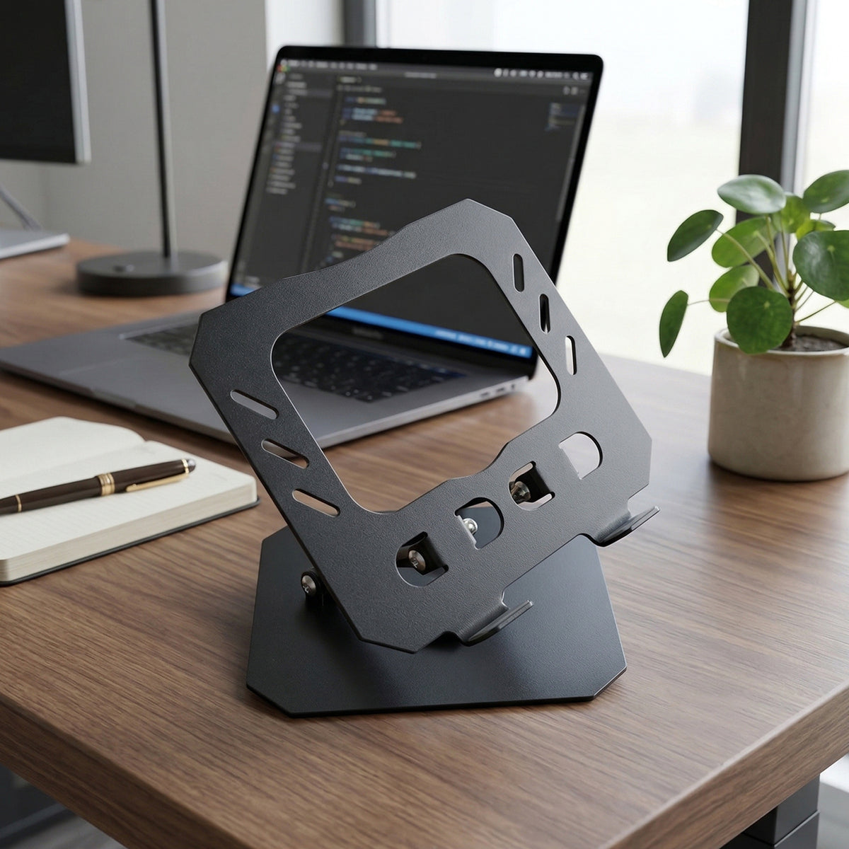 Adjustable Foldable Metal Laptop Stand (1 Pc) - Ergonomic Desk Holder - Great Price - Image 3