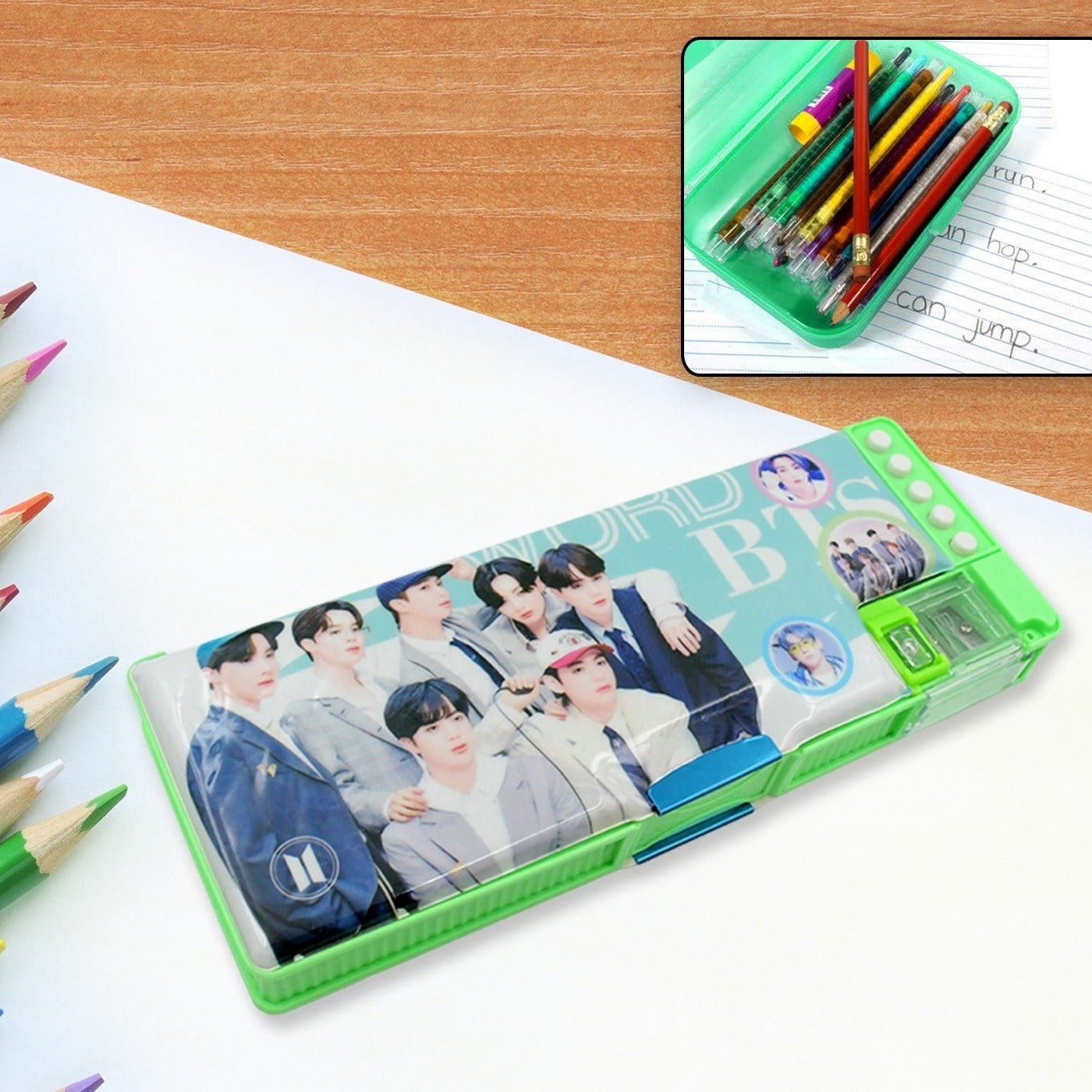 Multipurpose Compass Box Pencil Box With 2 Compartments For School Cartoon Printed Pencil Case For Kids Birthday Gift For Girls Boys Cartoon Printed Pencil Case For Kids. - Happy Price - Image 1