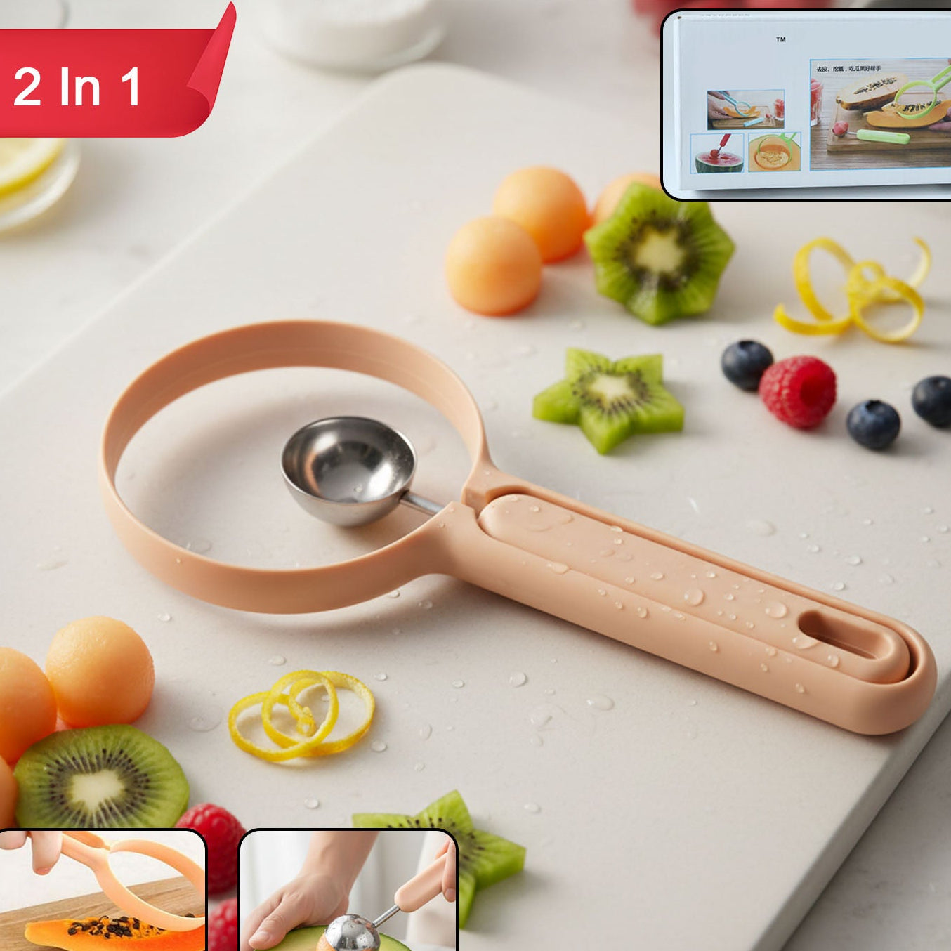 2-in-1 Fruit Slicer & Scooper Tool (1 Pc) - Happy Price - Image 1