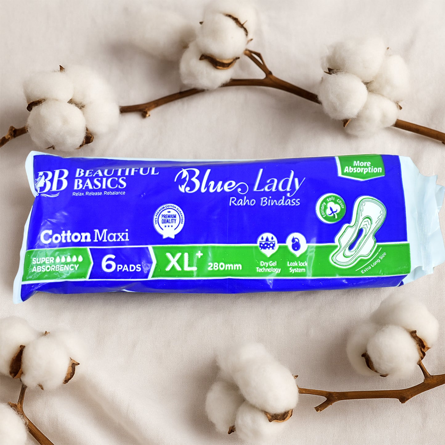 Beautiful Basics Blue Lady Sanitary Pads Xl 280mm (6 Pc) - Happy Price - Image 4